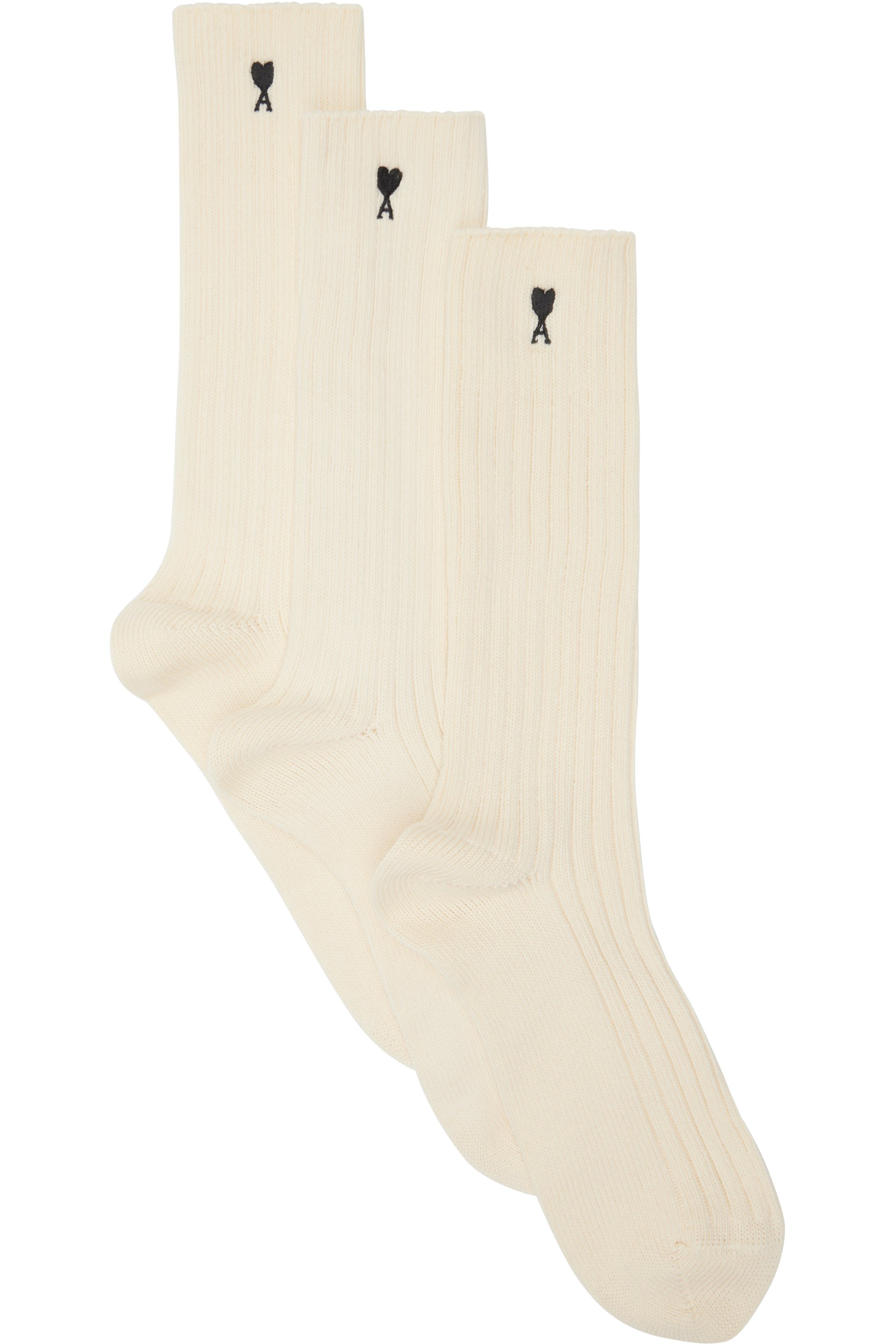 AMI Paris - オフホワイト Ami de Coeur ソックス 3足セット