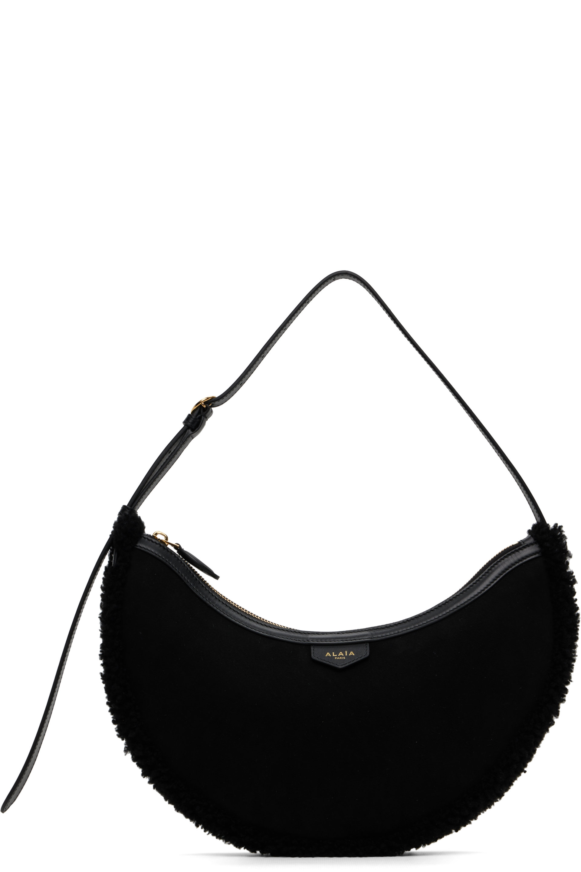 ALAÏA - Black Demi Lune Shearling Bag