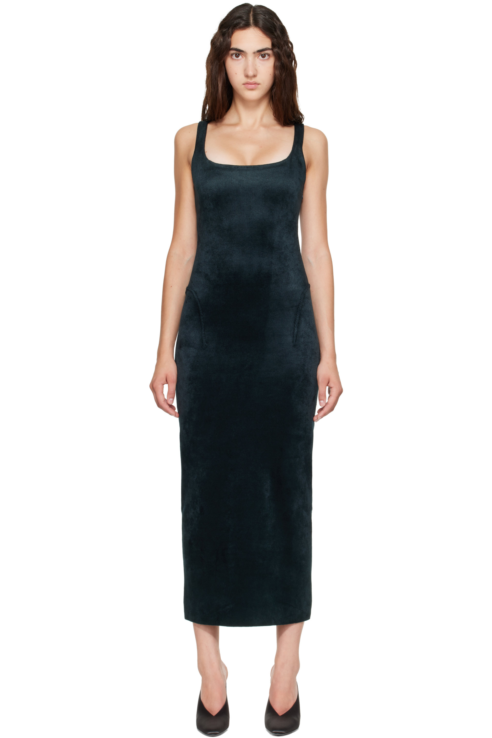 ALAÏA - Green Tailored Velvet Maxi Dress