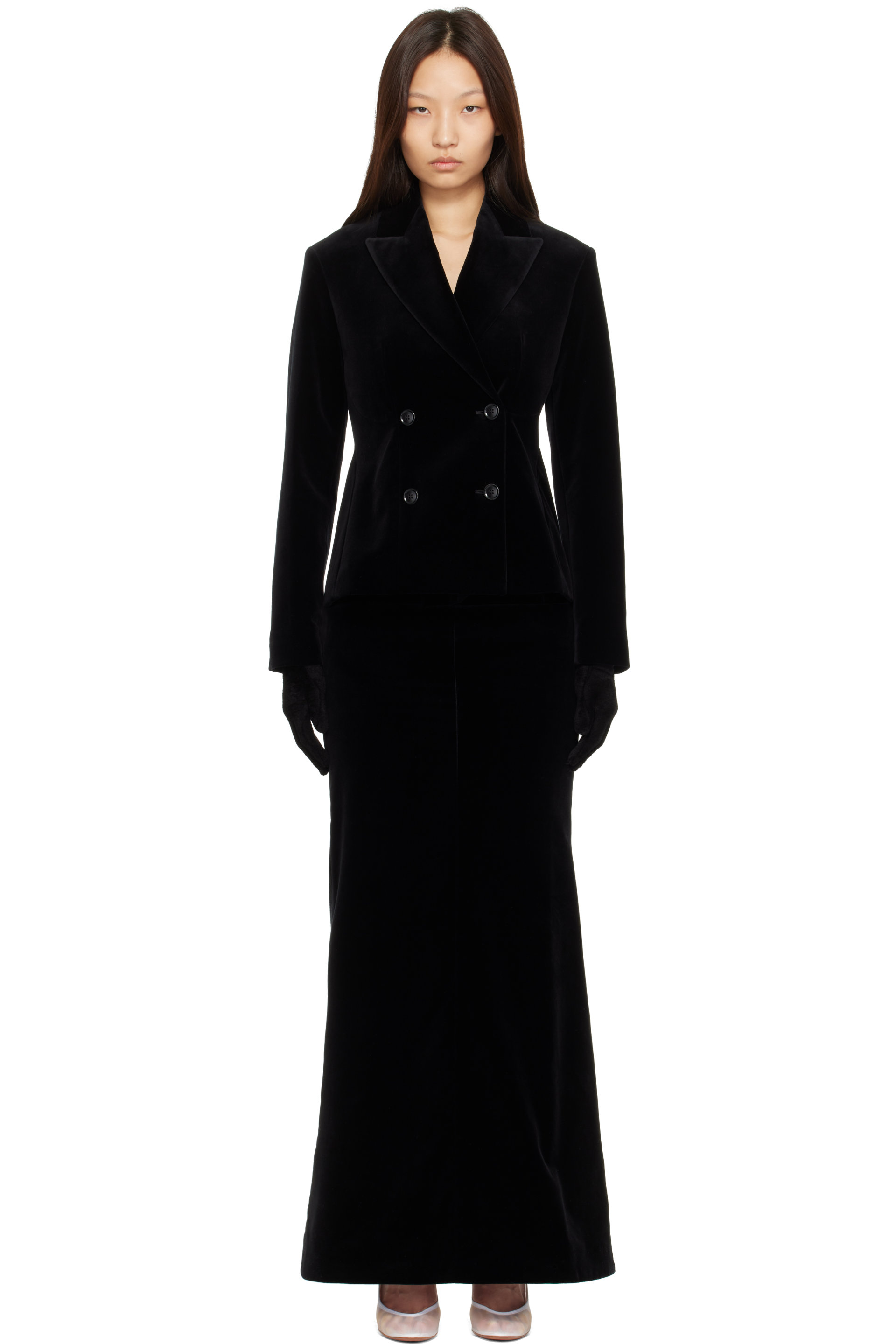 ALAÏA - Black Crepe Wool Tailored Coat