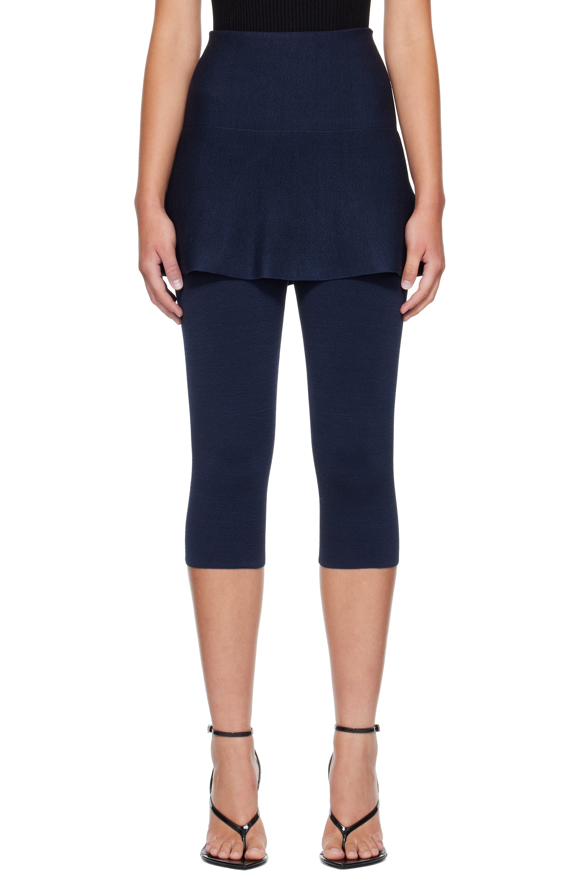 ALAÏA - Navy Compact Knit Skirt Leggings