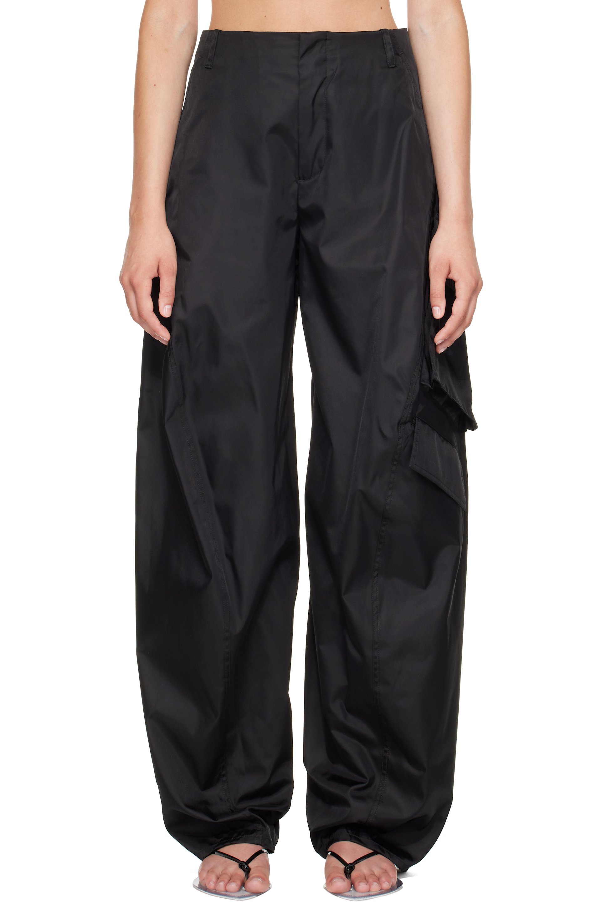 ALAÏA - Black Taffeta Cargo Pants