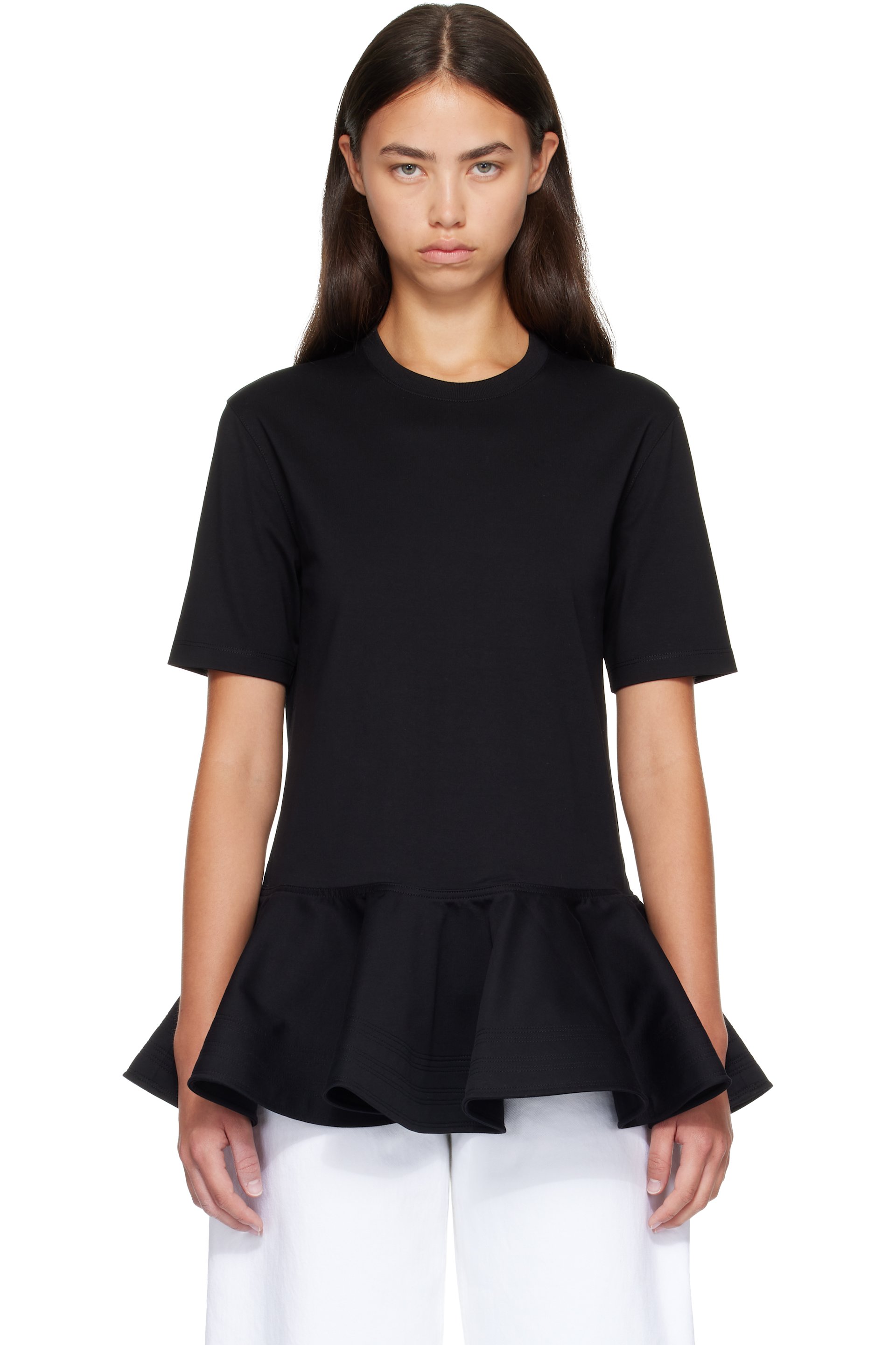 ALAÏA - Black Cotton Jersey Crinoline T-shirt