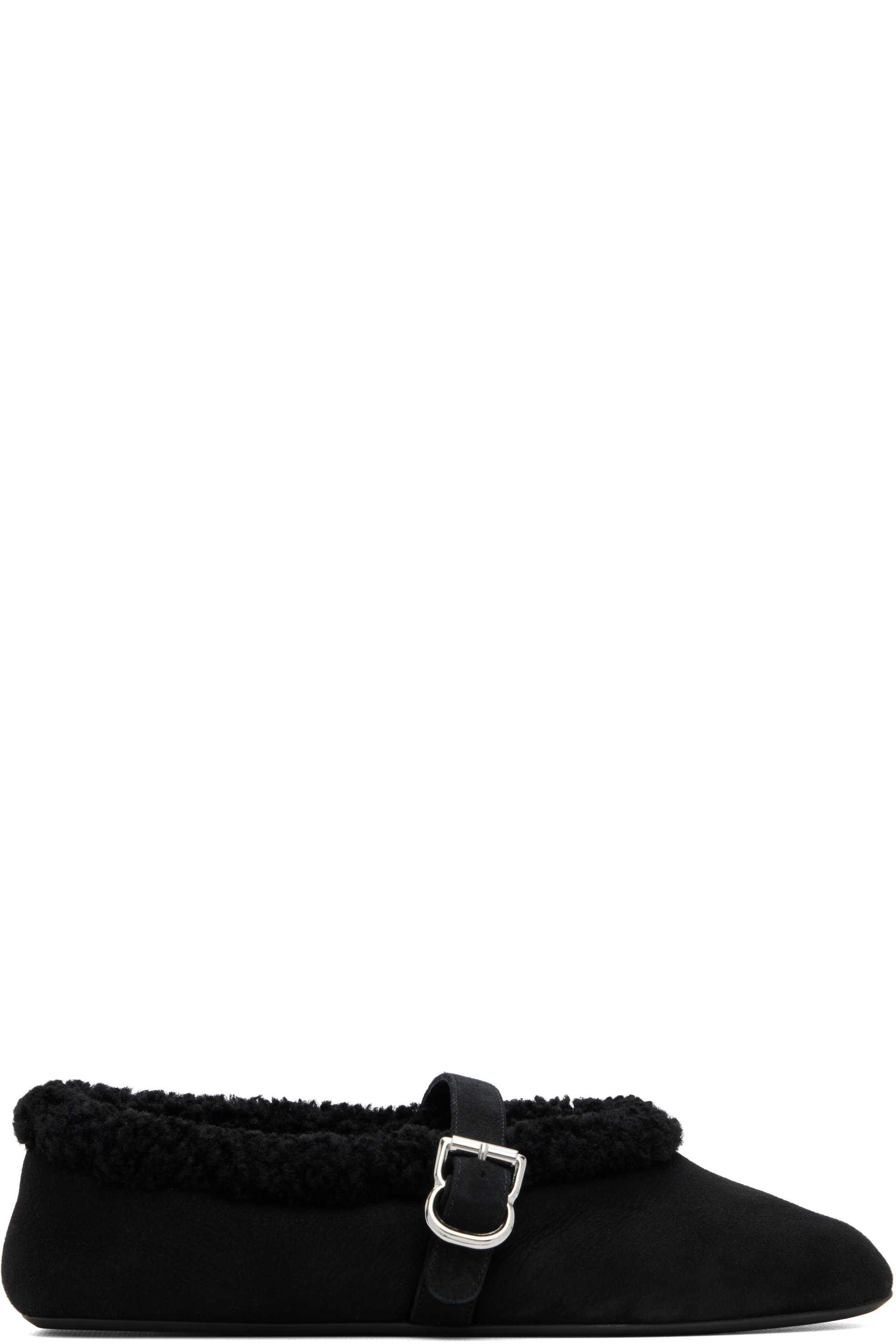 ALAÏA - Black Merino Shearling Ballerina Flats