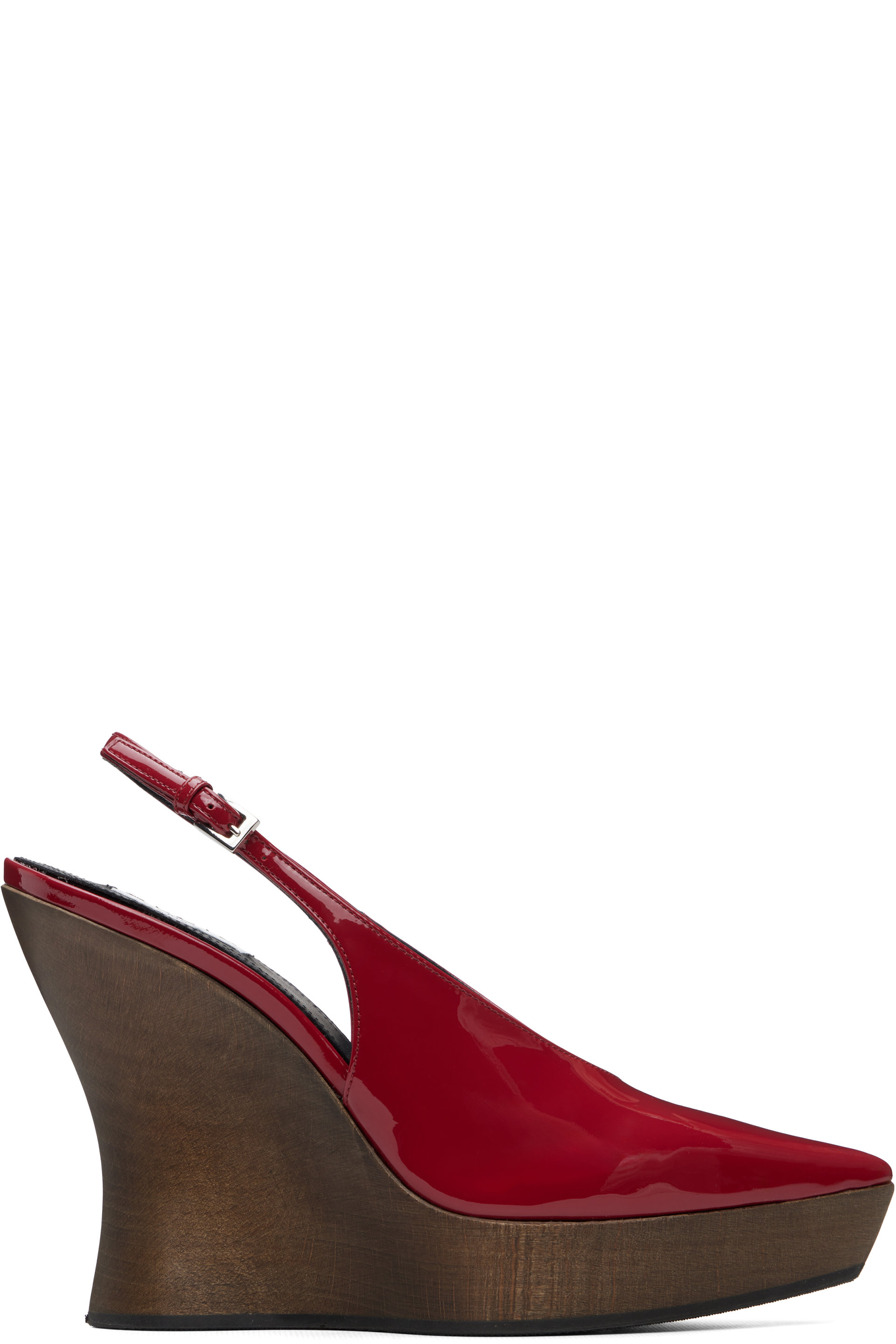 ALAÏA - Red Clog Wedge Slingback Heels