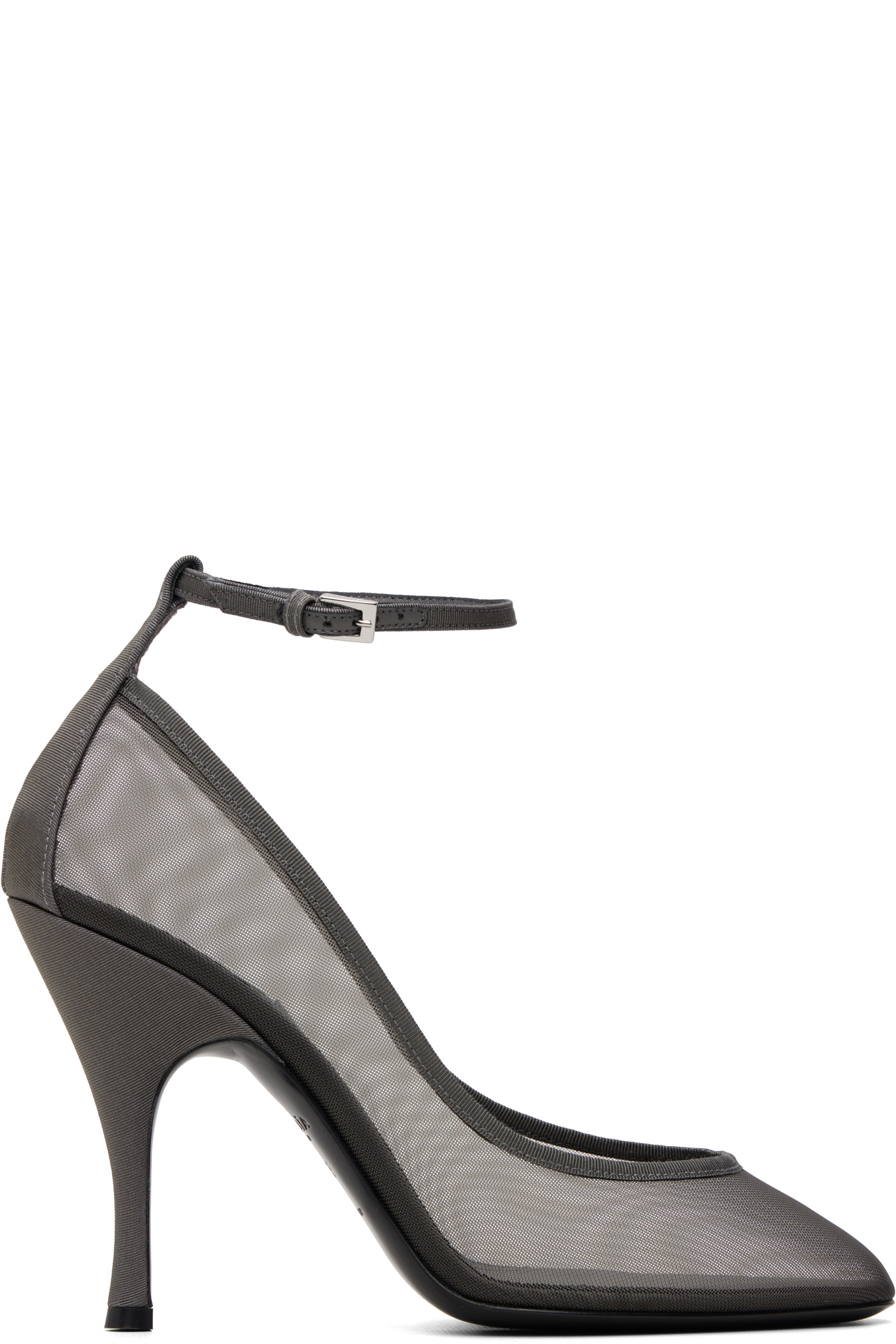 ALAÏA - Gray Strappy Mesh Heels