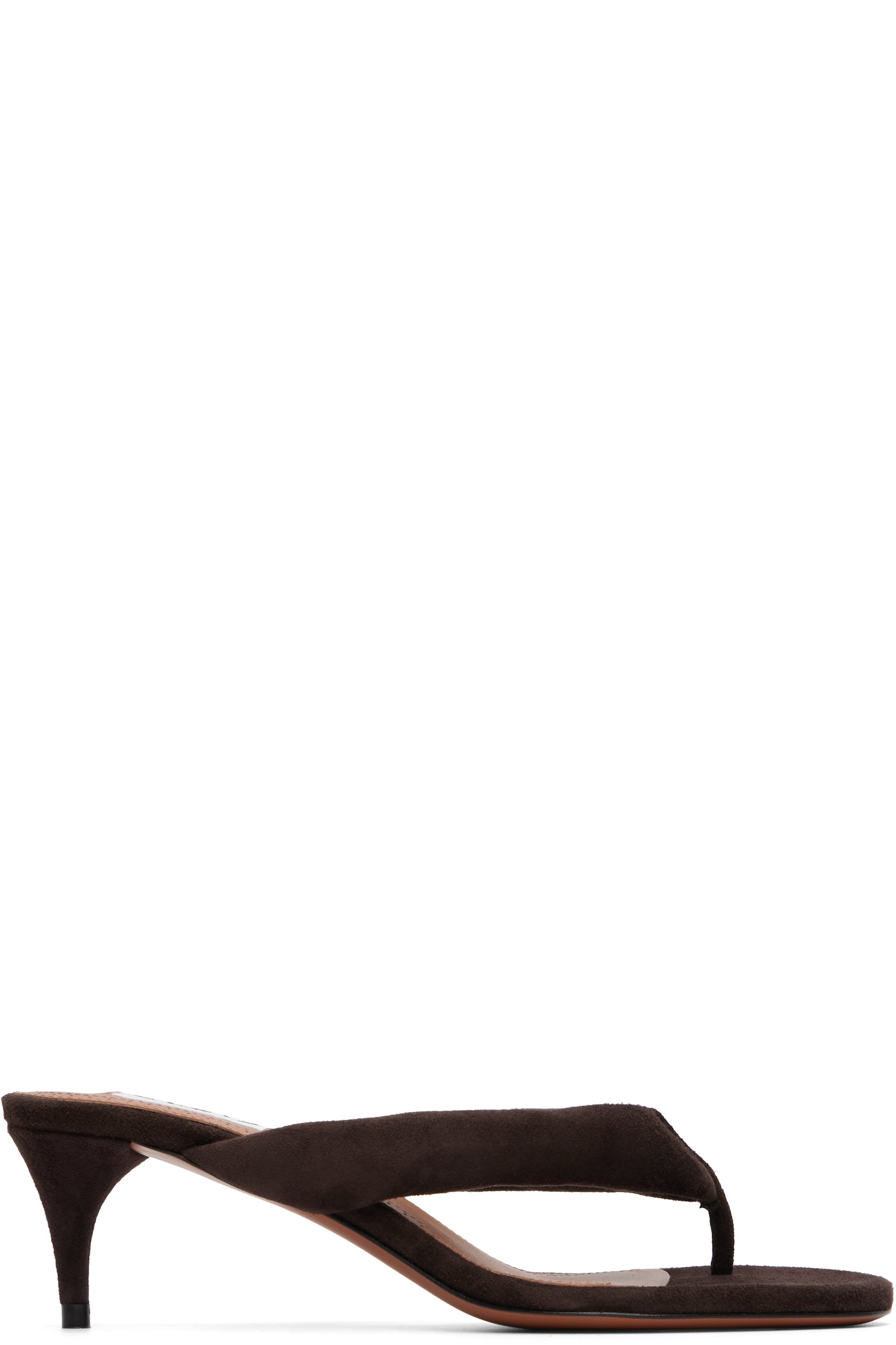 ALAÏA - Brown Thong Mules Heeled Sandals