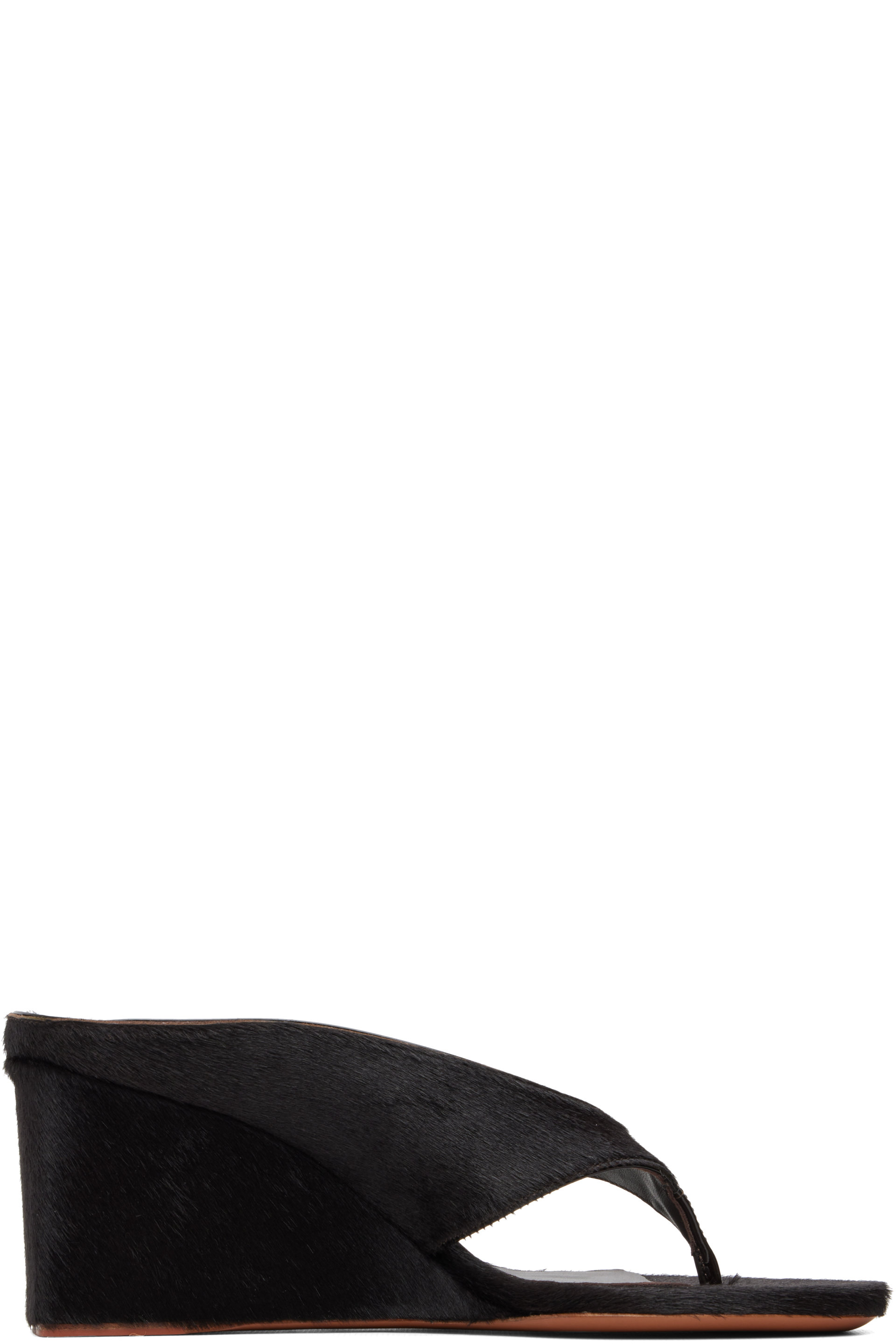 ALAÏA - Brown Wedge Thong Mule Heeled Sandals