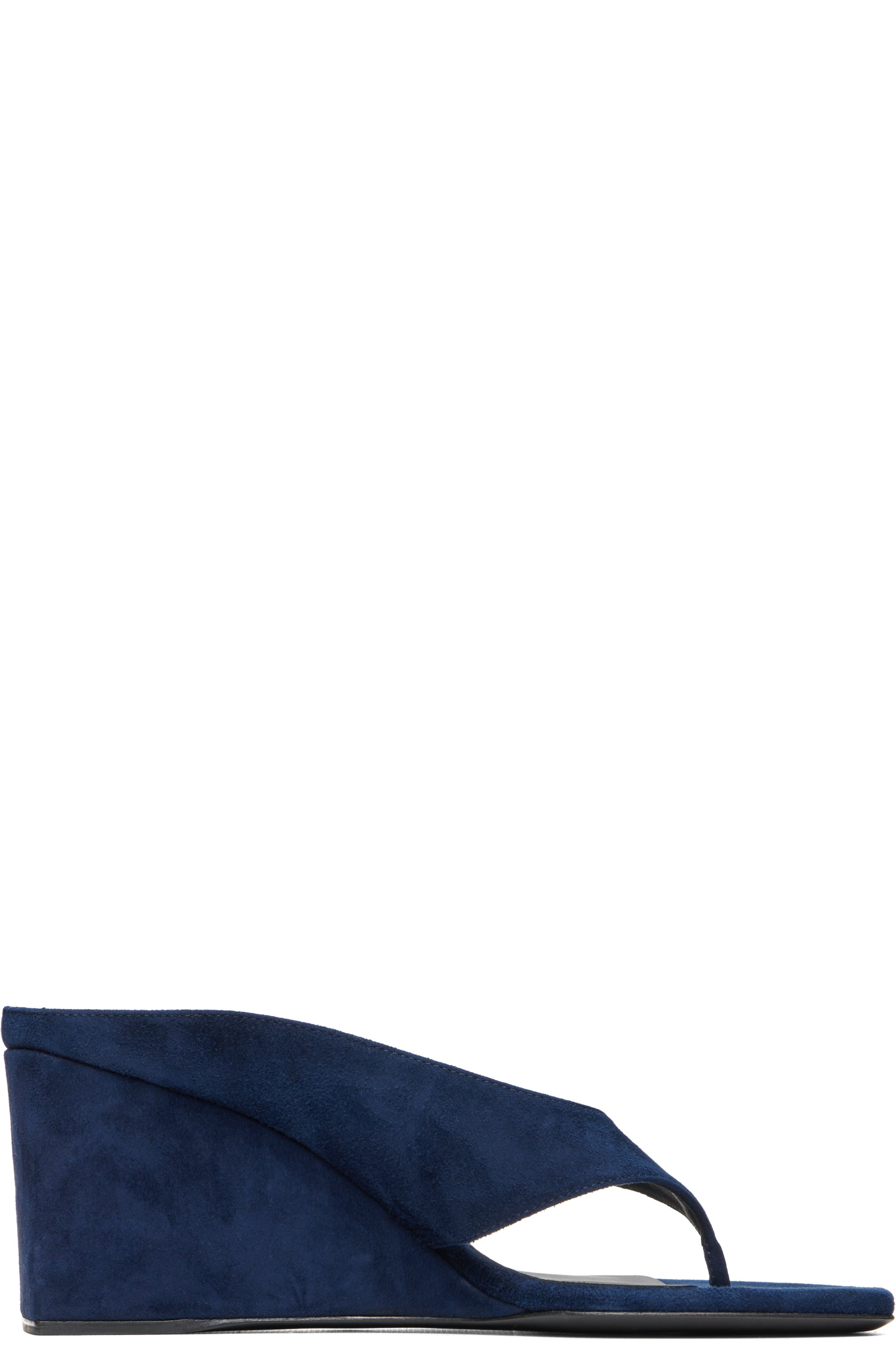 ALAÏA - Navy Cube Thong Mule Heeled Sandals