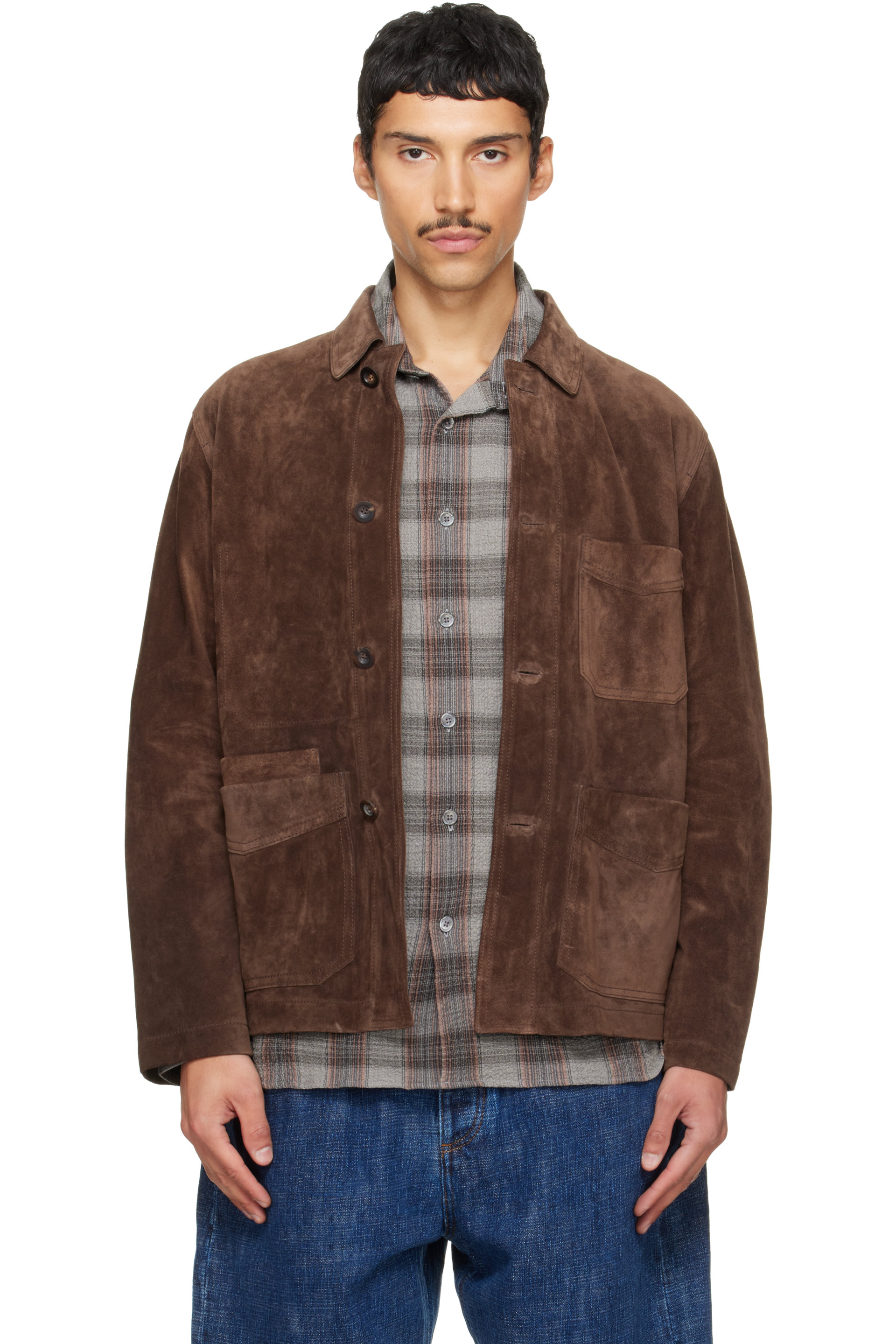 Drake's - Brown Heavyweight Five-Pocket Chore Suede Jacket