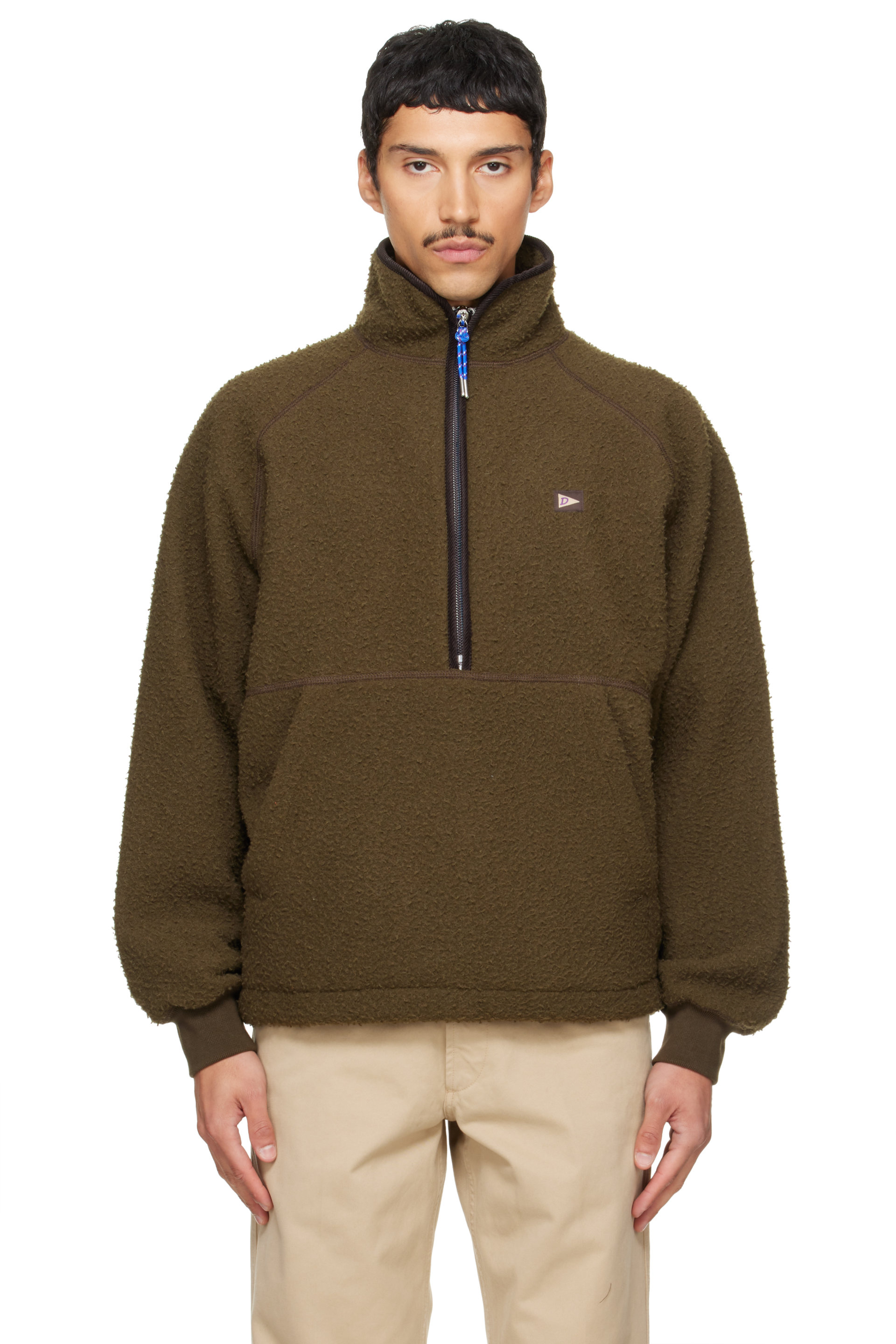 Drake's - Khaki Casentino Wool Half-Zip Fleece Sweatshirt