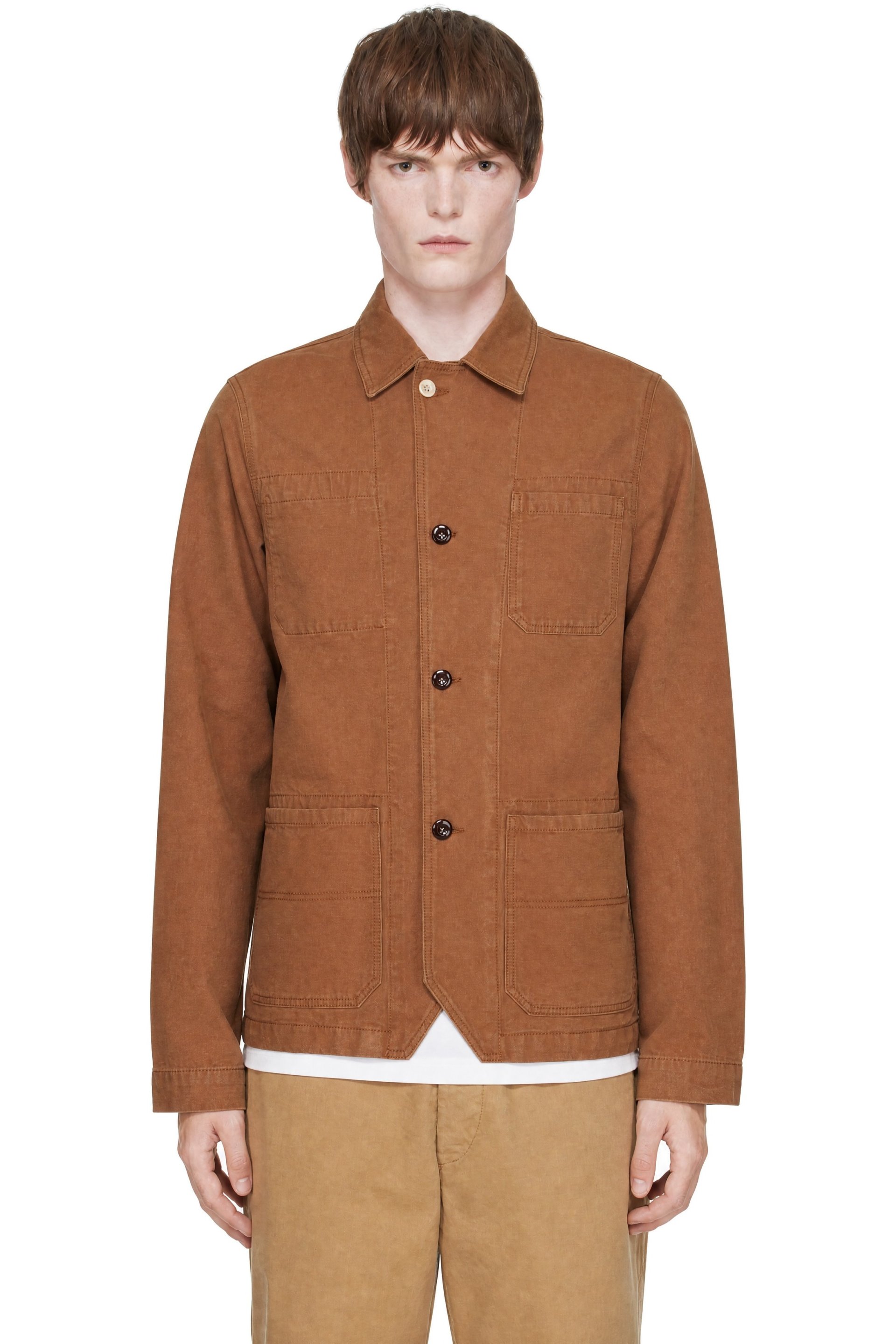 Drake's - Brown Canvas Mitred Chore Jacket