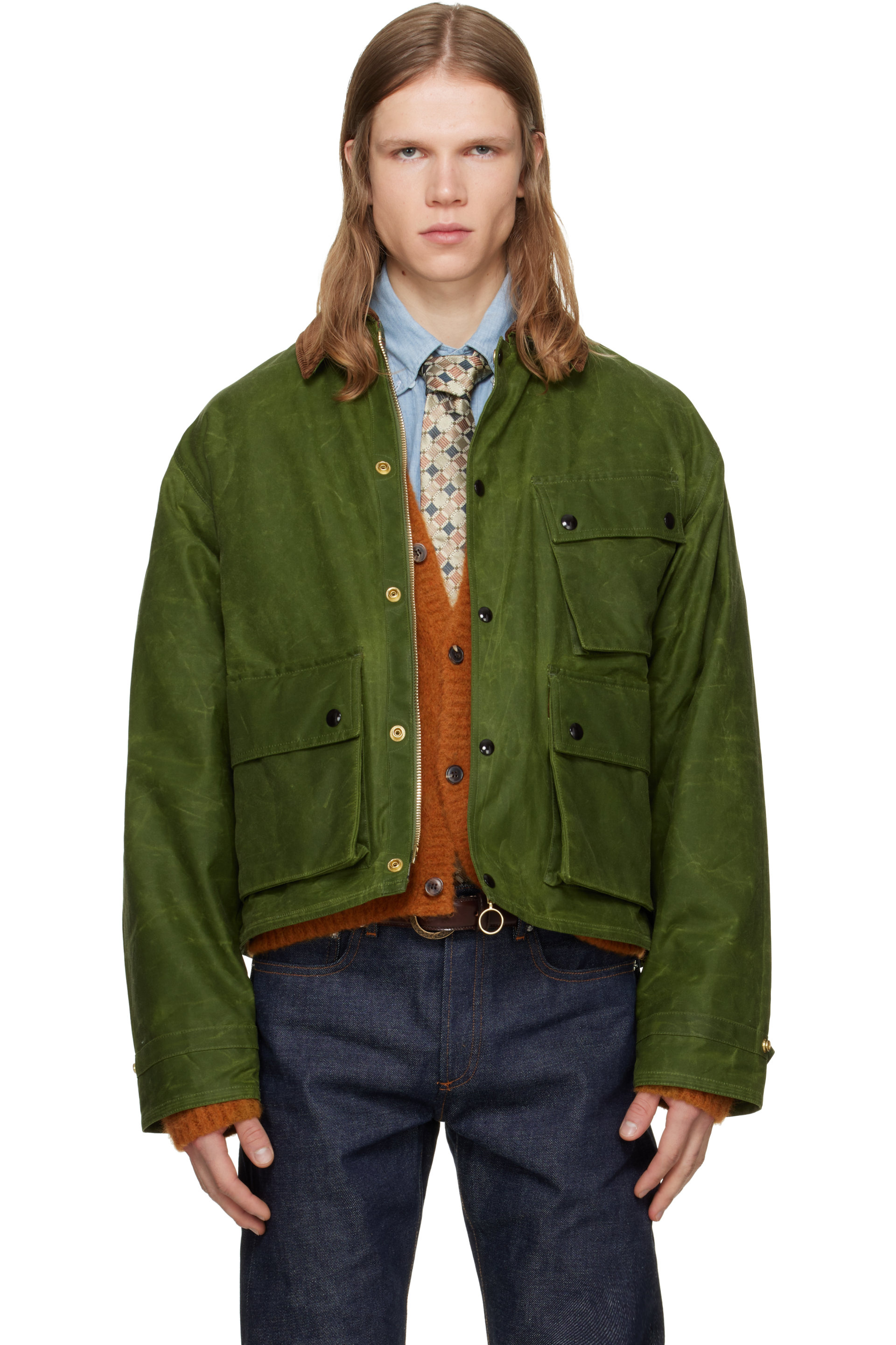 Drake's - Khaki Waxed Cotton Wader Jacket