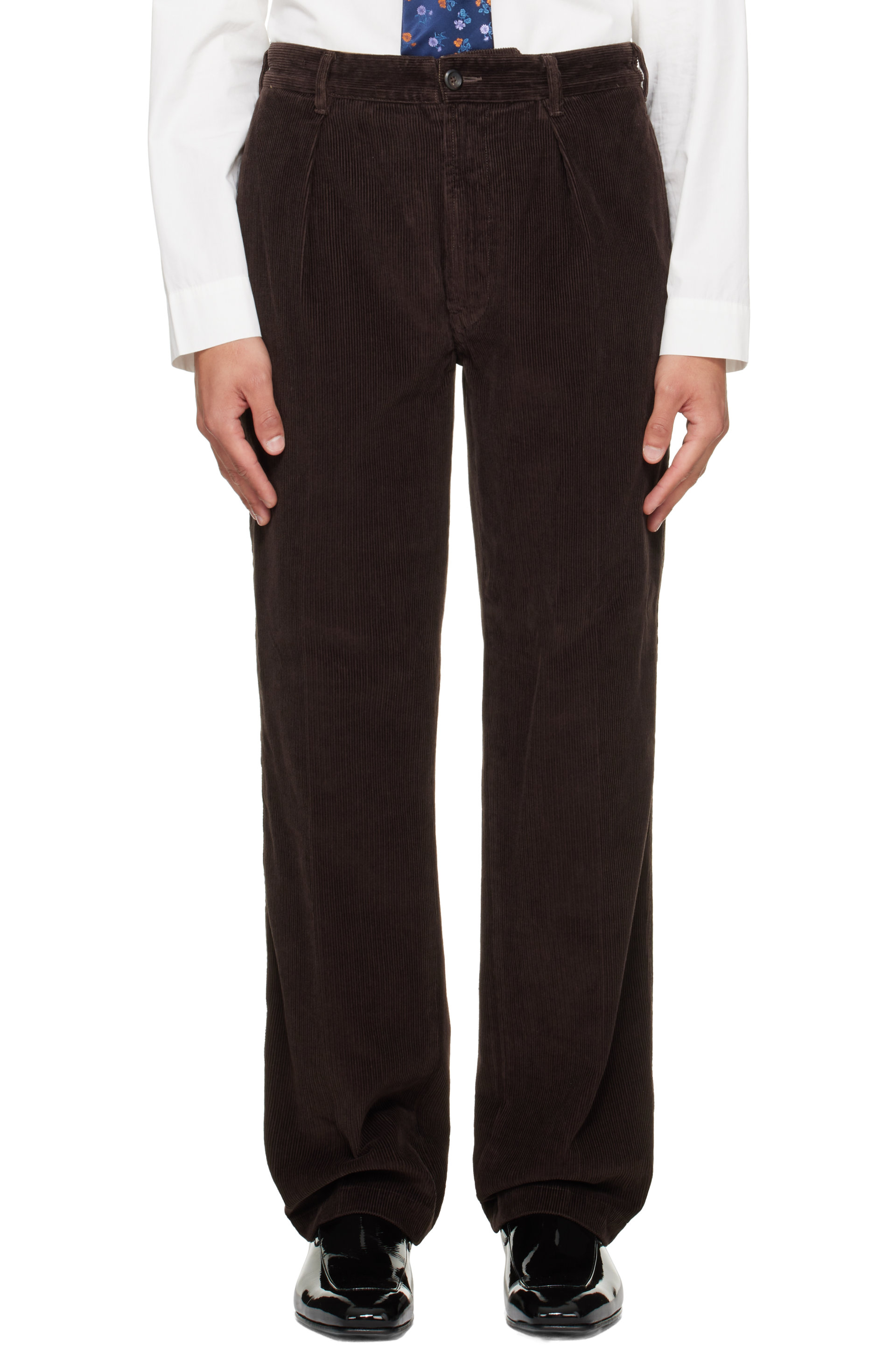 Drake's - Brown Cotton Corduroy Field Games Trousers