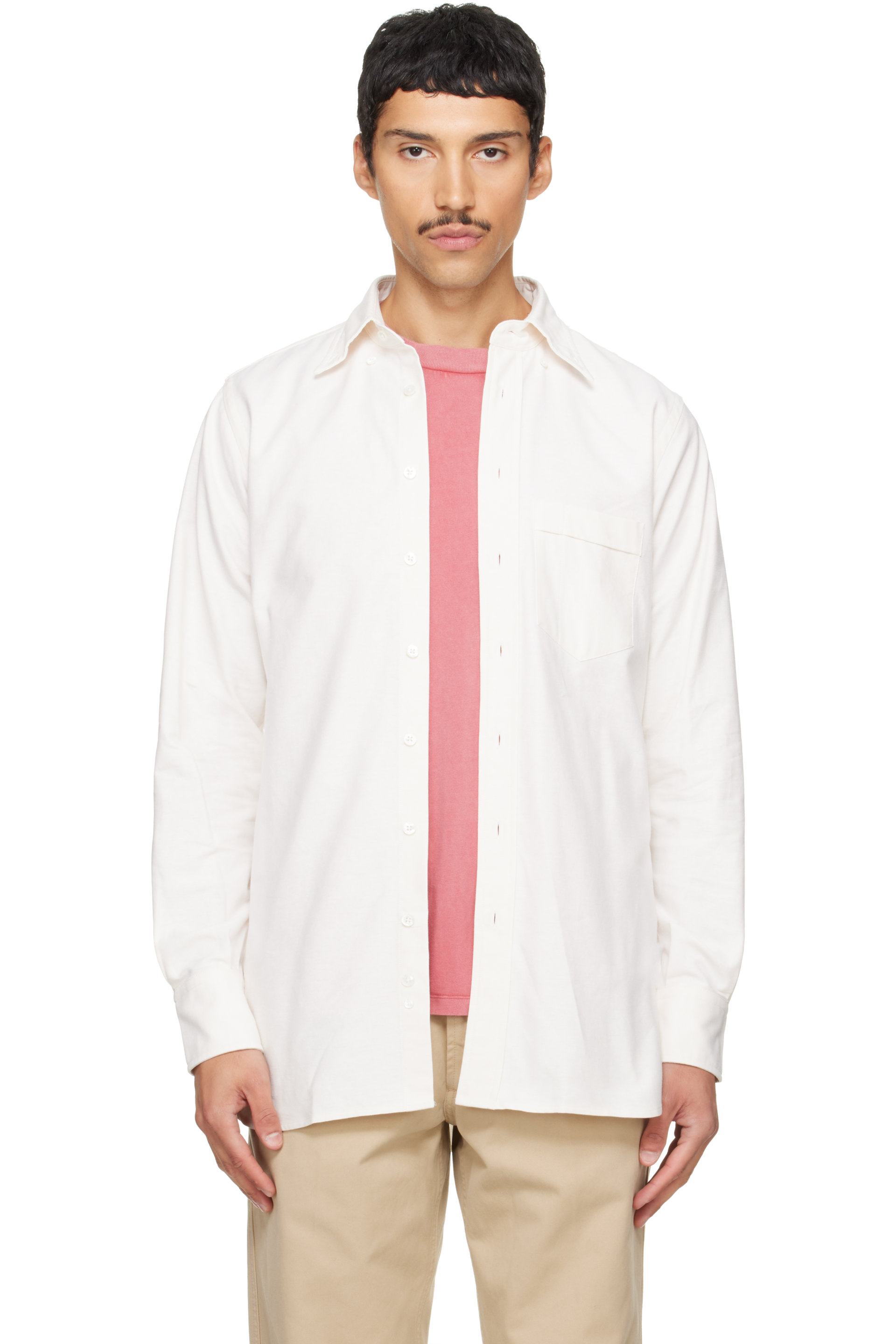 Drake's - Off-White Cotton Oxford Cloth Button-Down Shirt