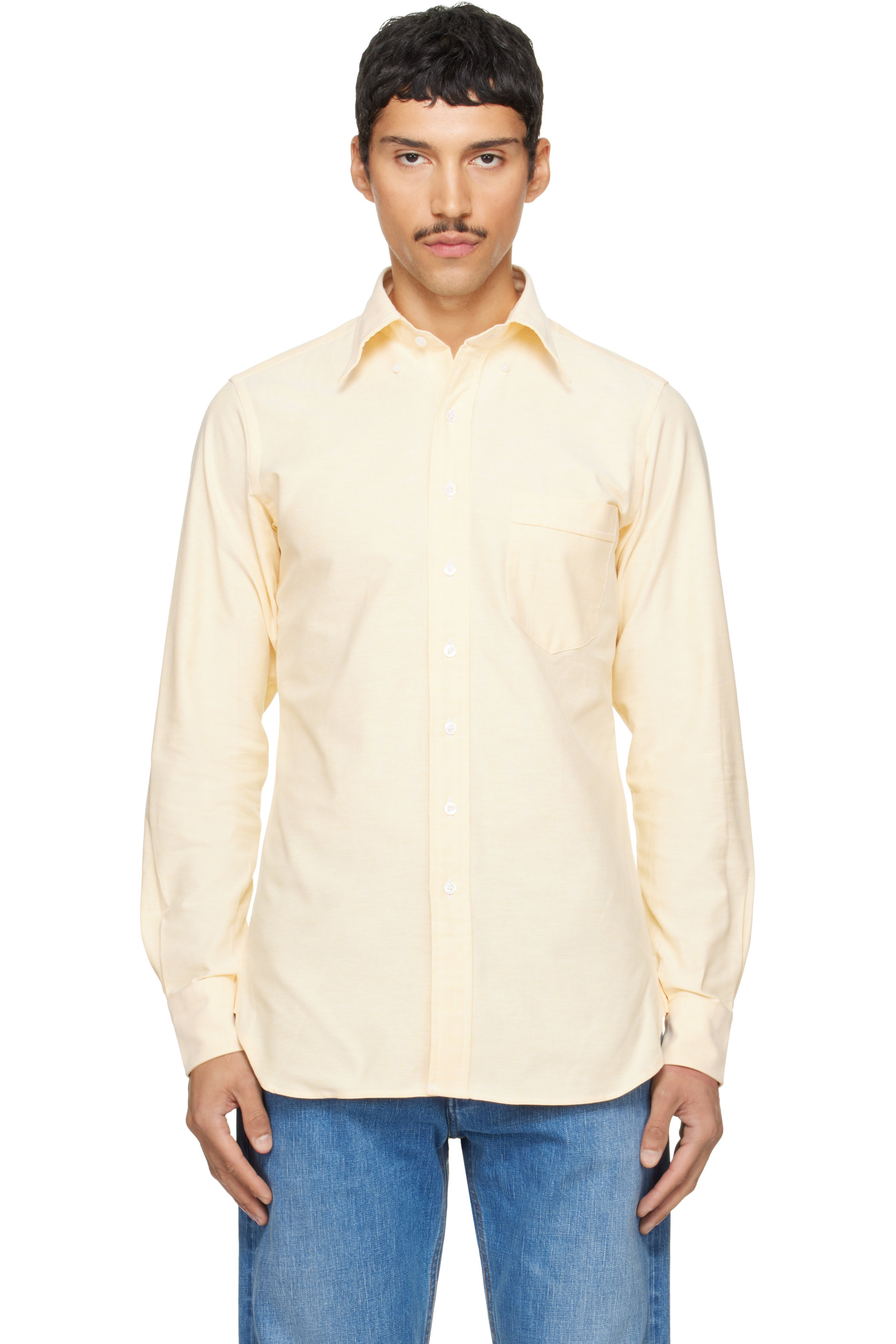 Drake's - Yellow Cotton Oxford Cloth Button-Down Shirt