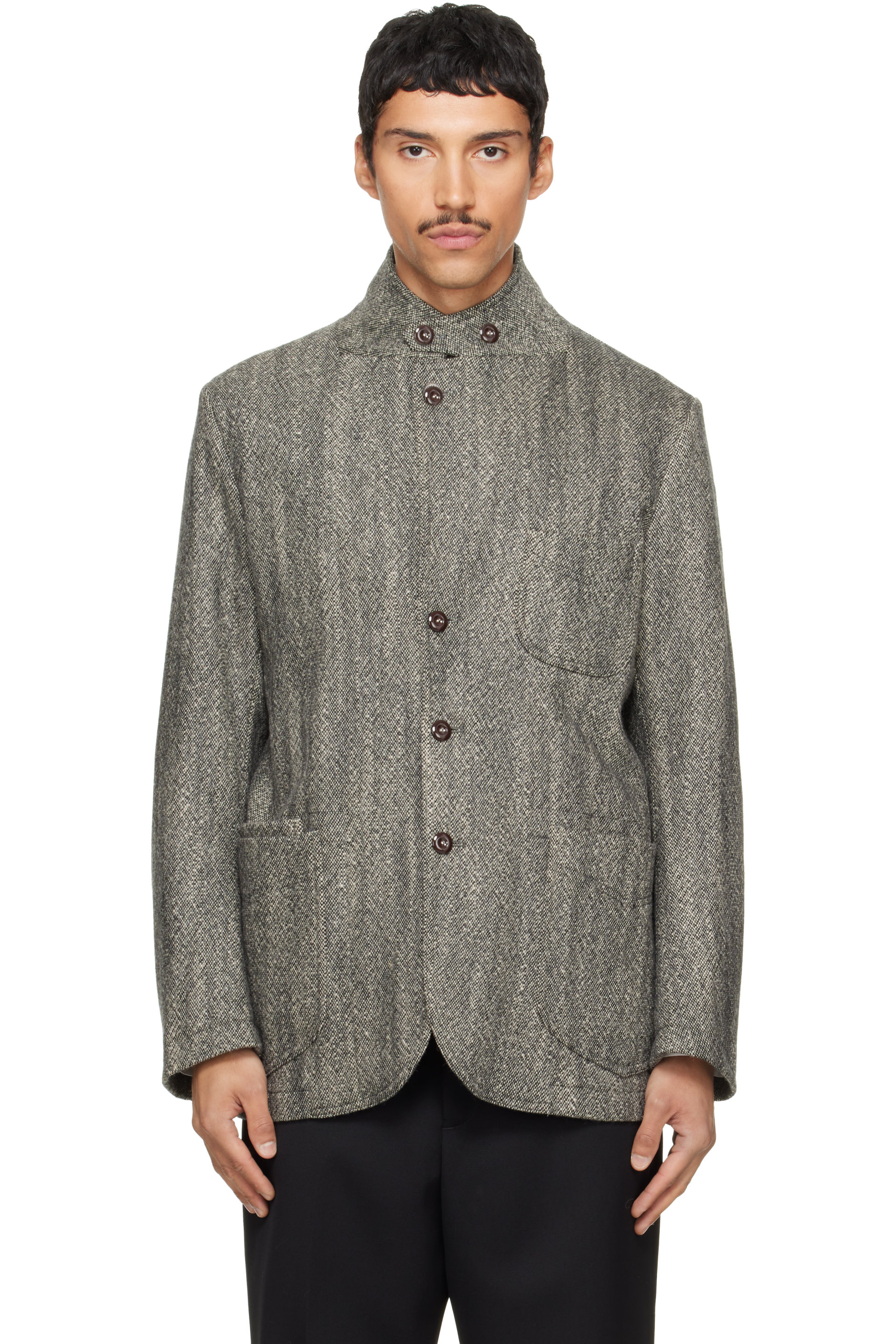 Drake's - Gray Herringbone Tweed Mk. VII Games Blazer