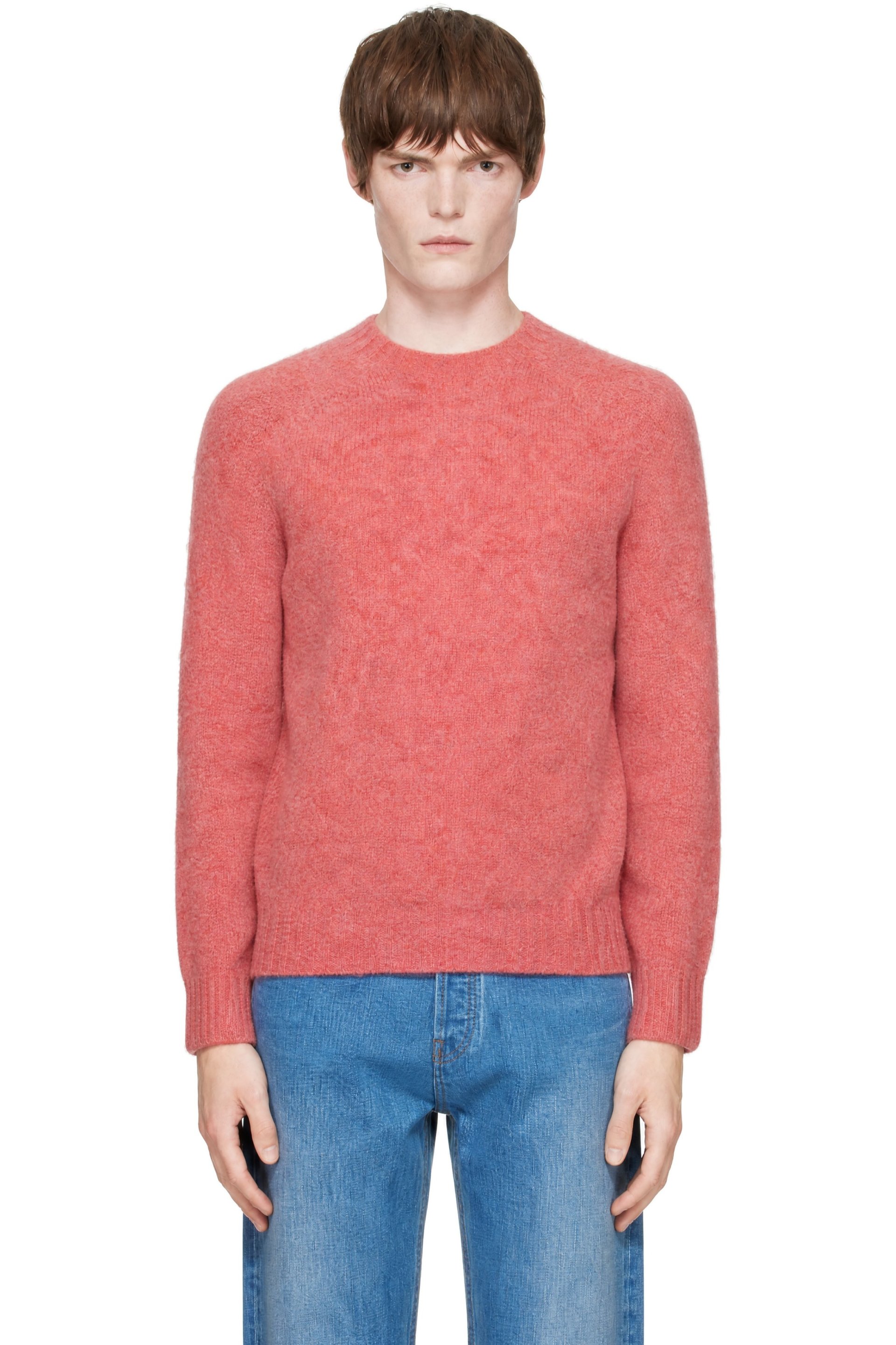 Drake's - Pink Brushed Shetland Crewneck Sweater