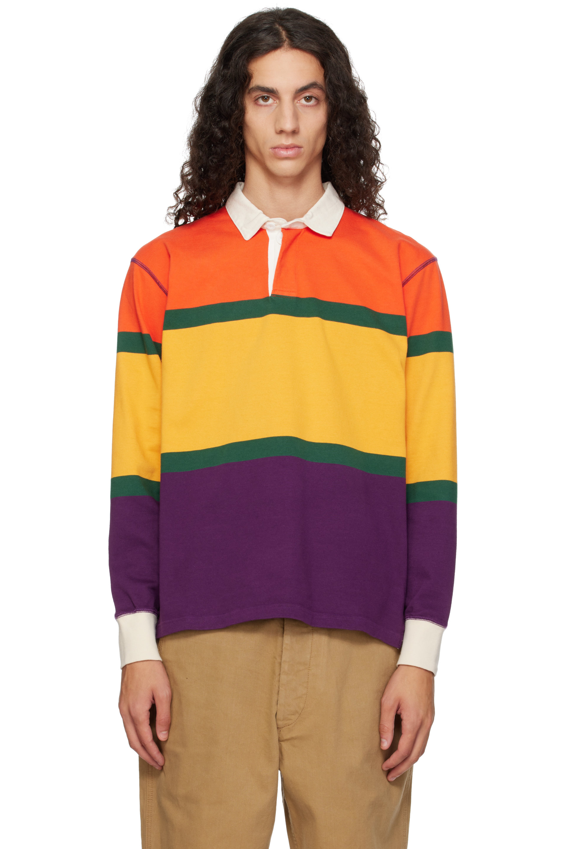 Drake's - Multicolor Multi Stripe Cotton Rugby Polo