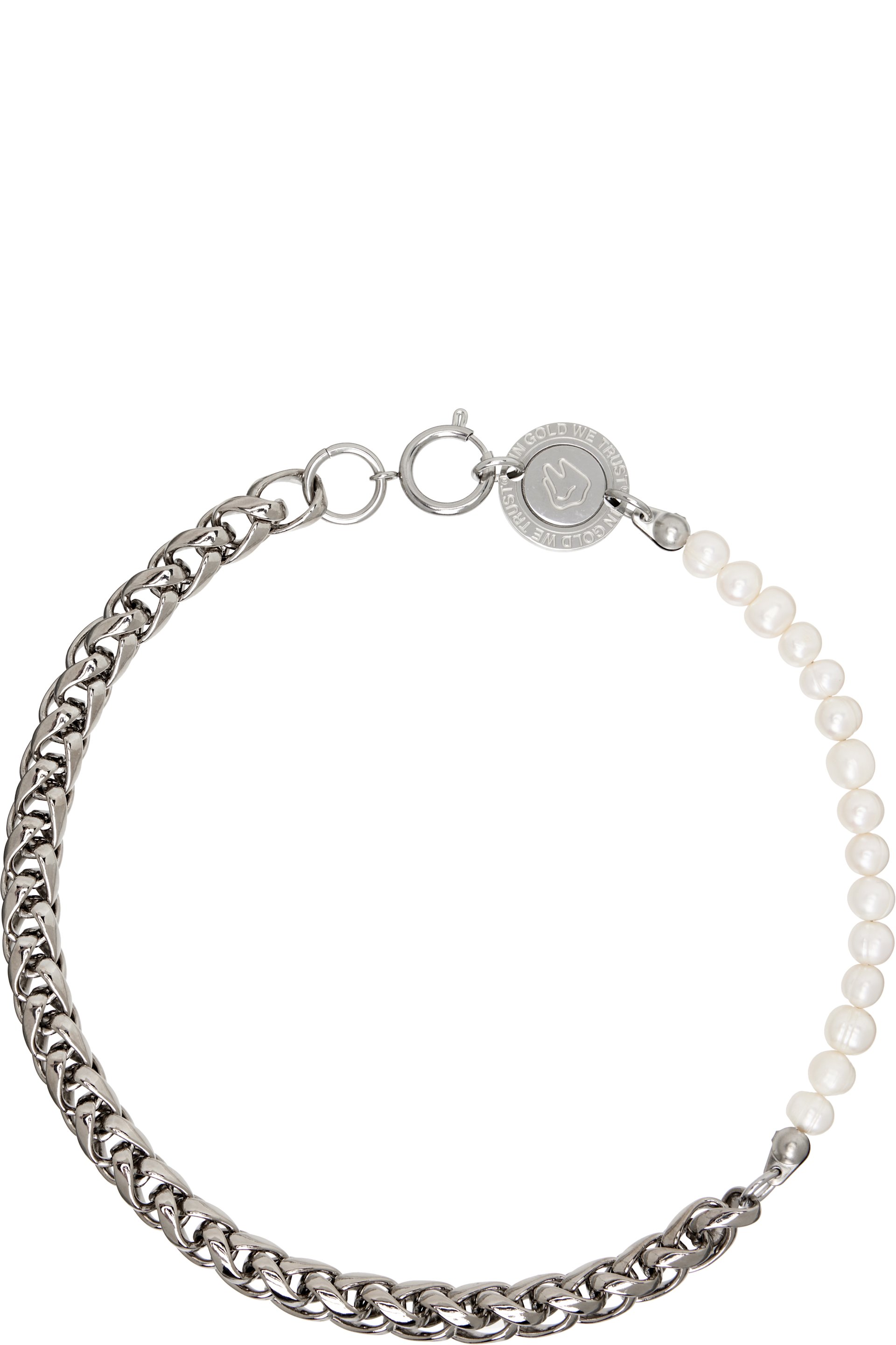 IN GOLD WE TRUST PARIS - Round Chain Pearl Logo Clasp Necklace