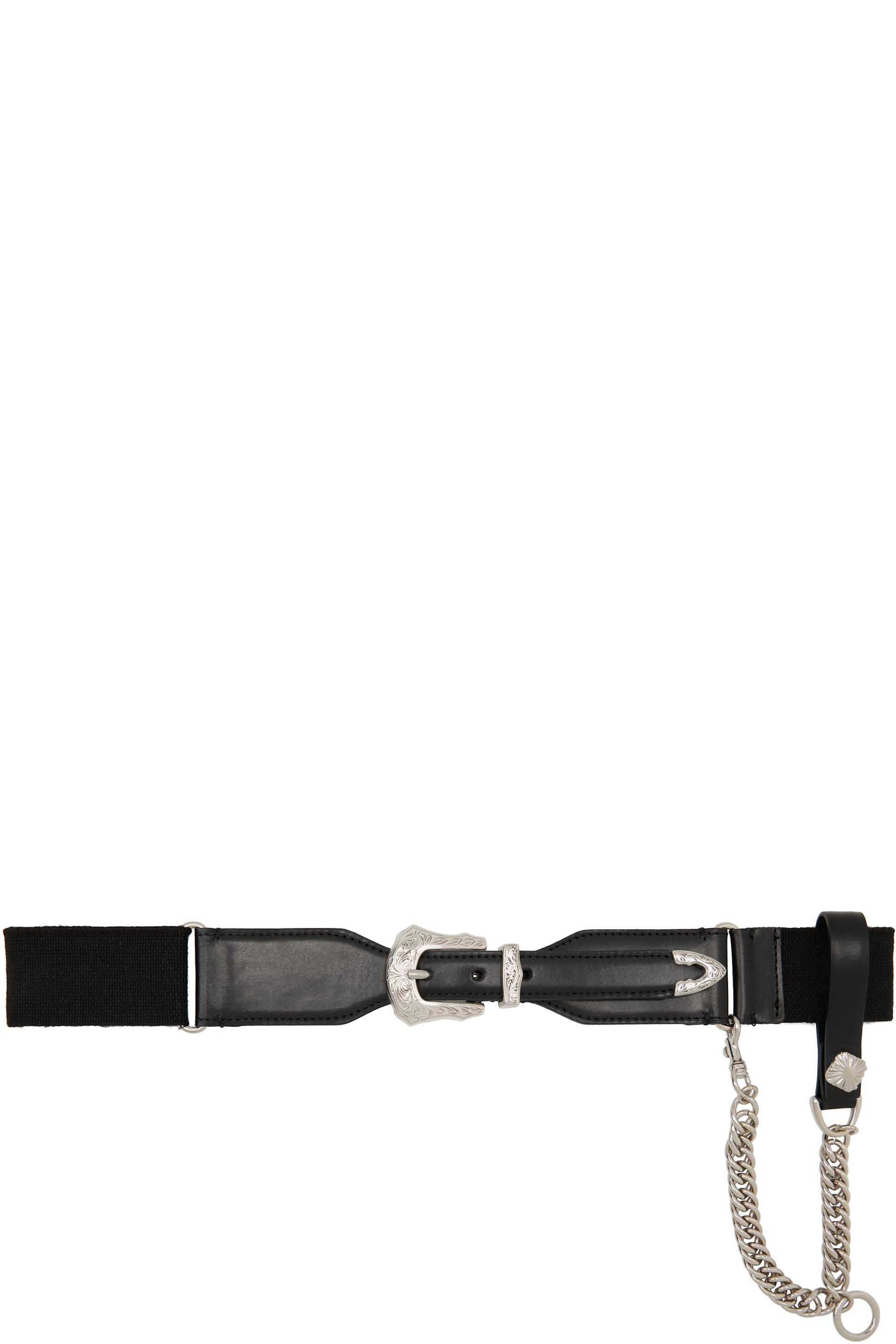 Toga Pulla - Black Leather Chain Belt