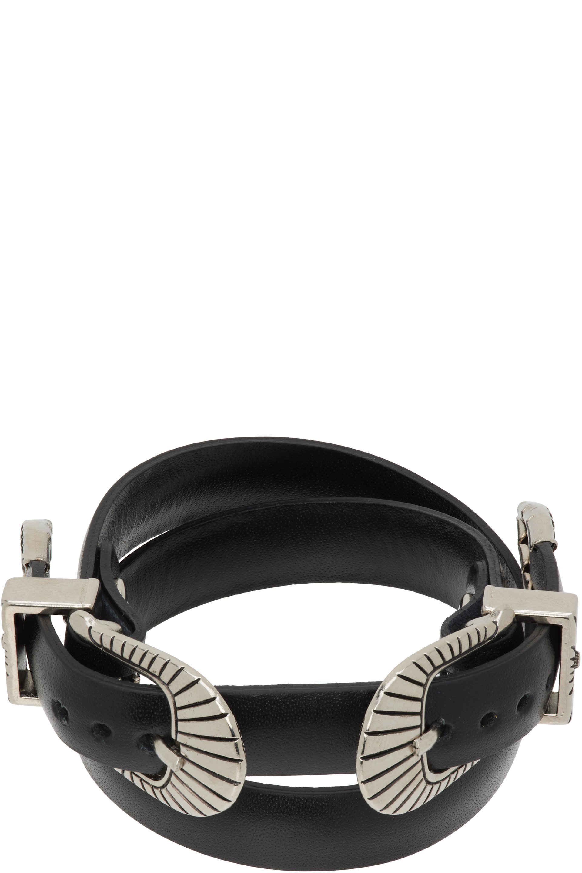 Toga Pulla - Double Buckle Leather Bangle Bracelet