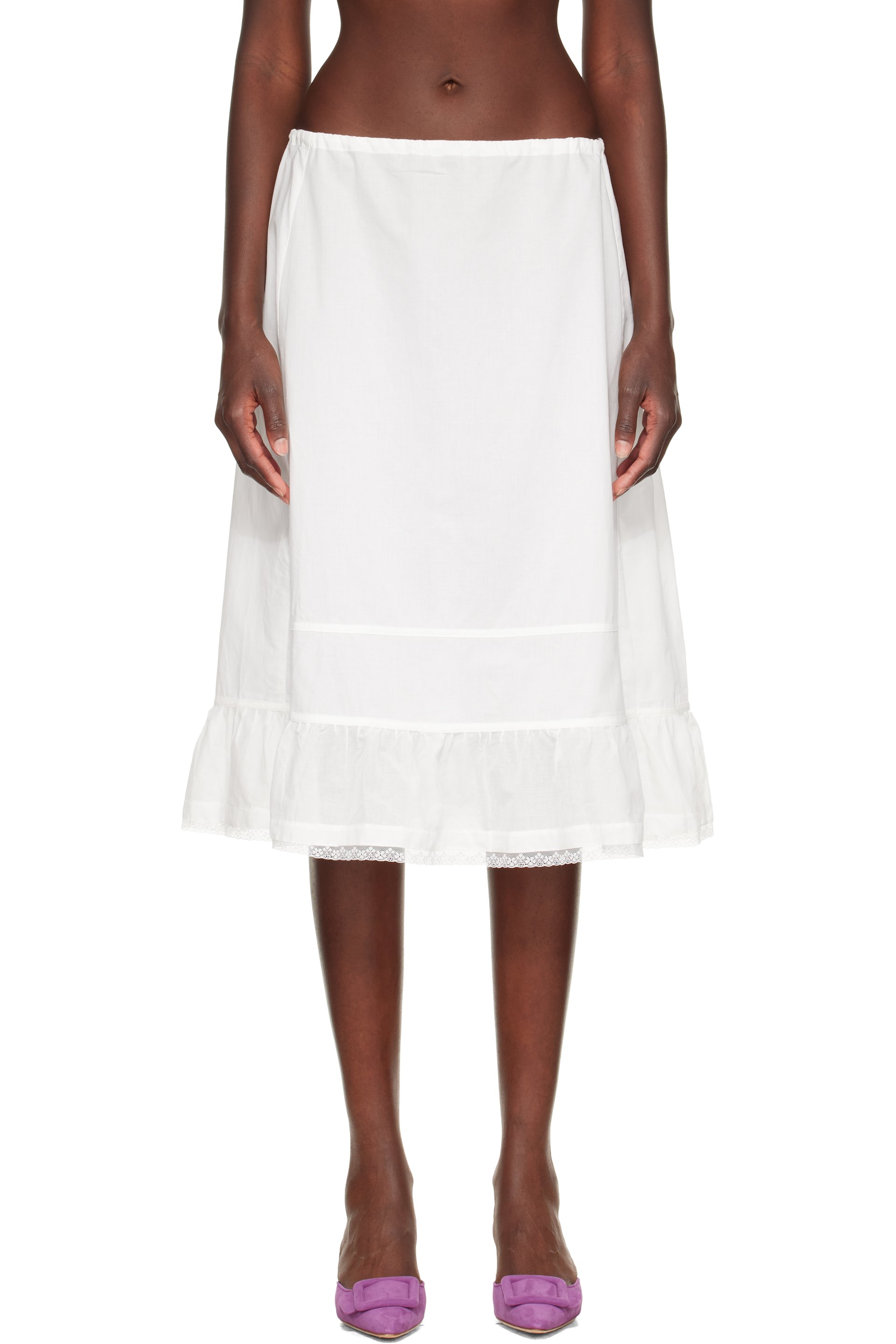 Cou Cou - White 'The Petticoat' Midi Skirt