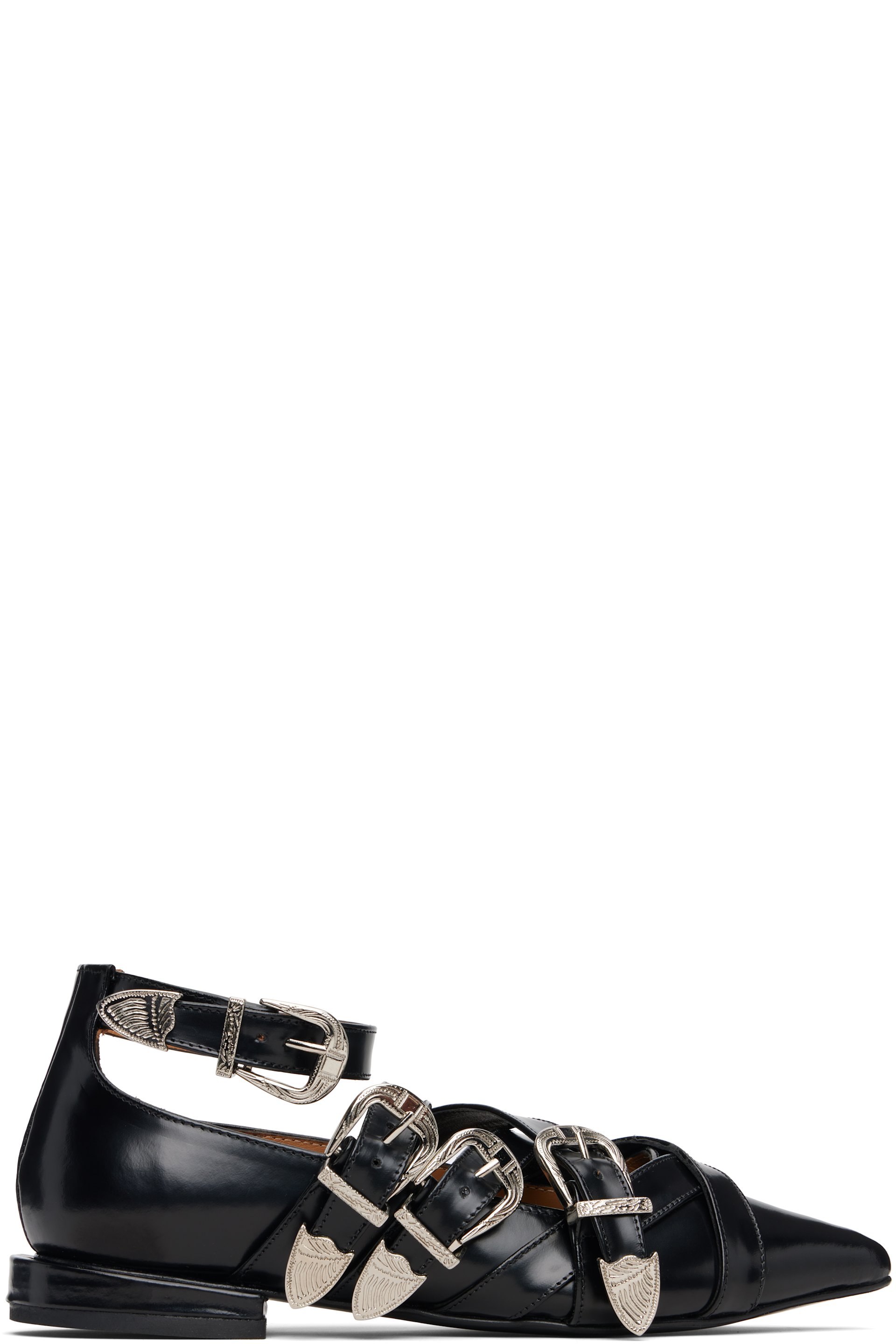 Toga Pulla - Black Cross Strap Ballerina Flats