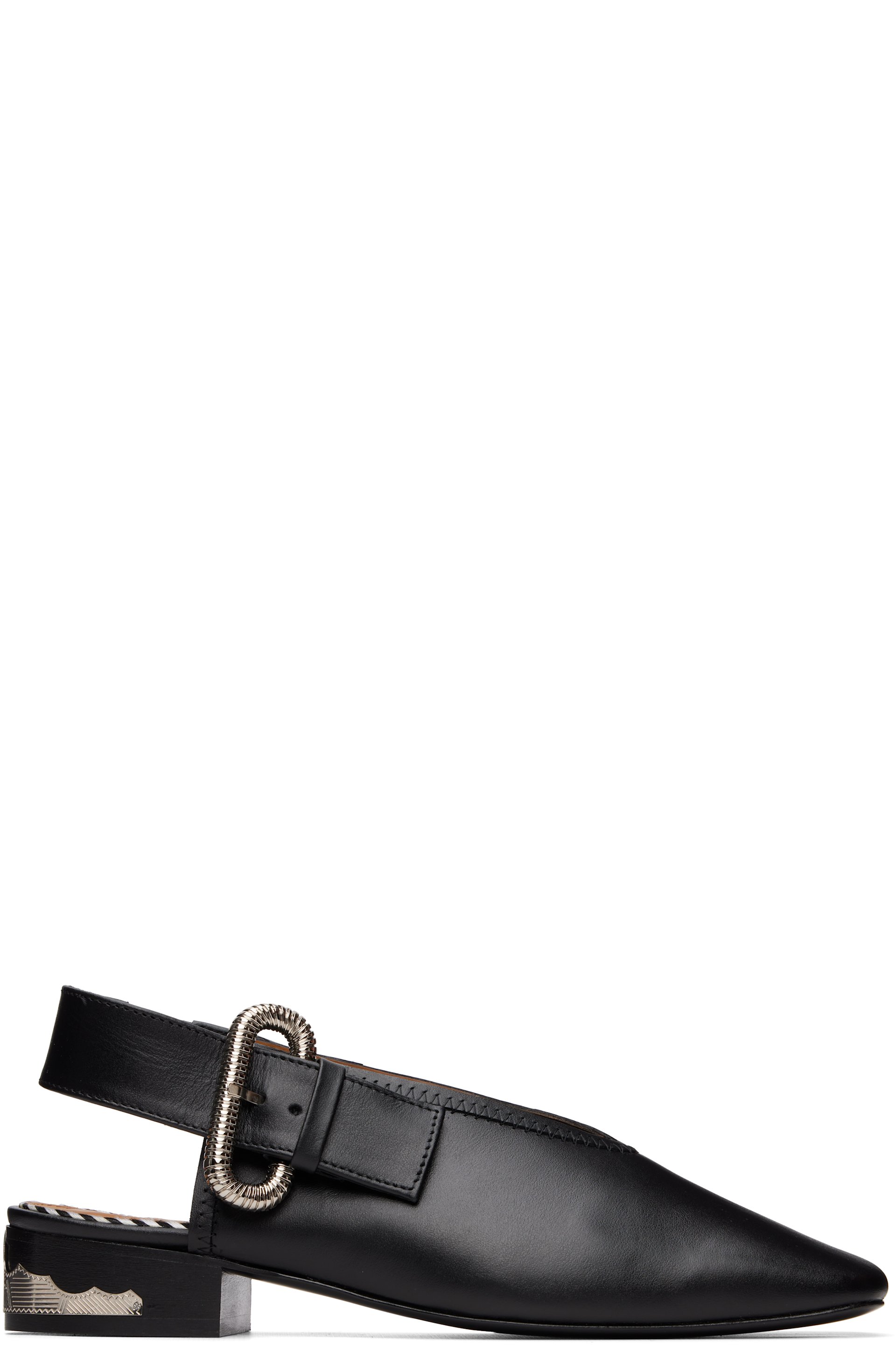 Toga Pulla - SSENSE Exclusive Black Leather Ballerina Flats
