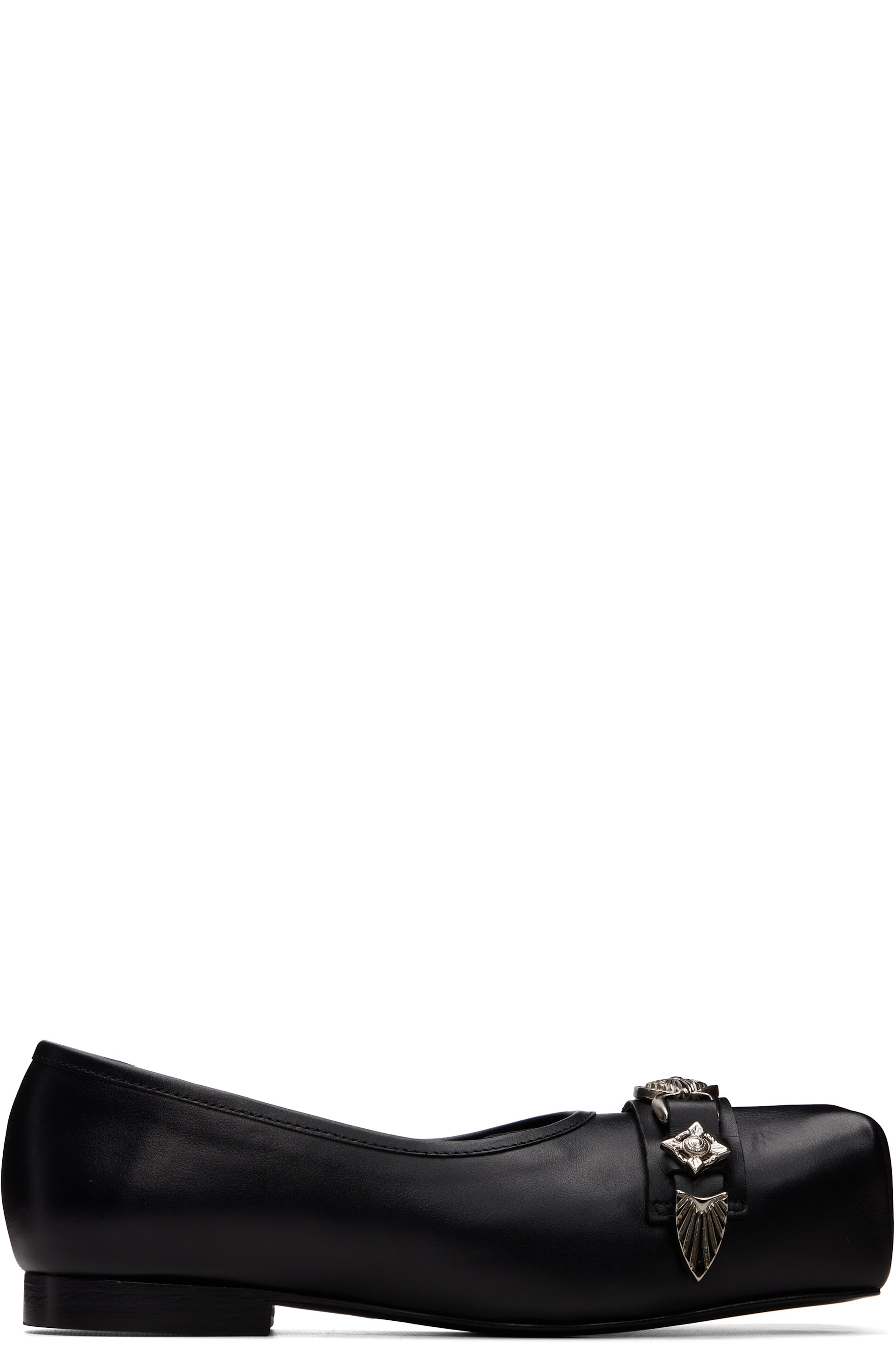 Toga Pulla - Black Leather Ballerina Flats