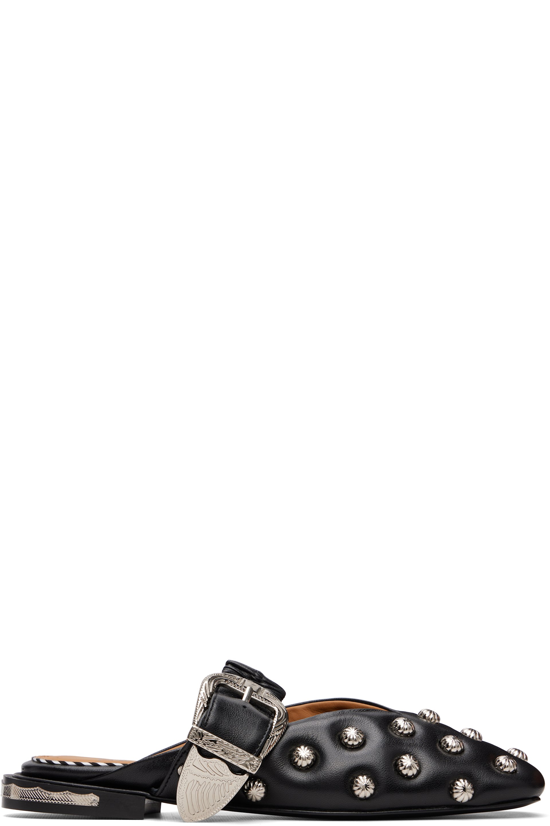 Toga Pulla - Black Studded Leather Flats