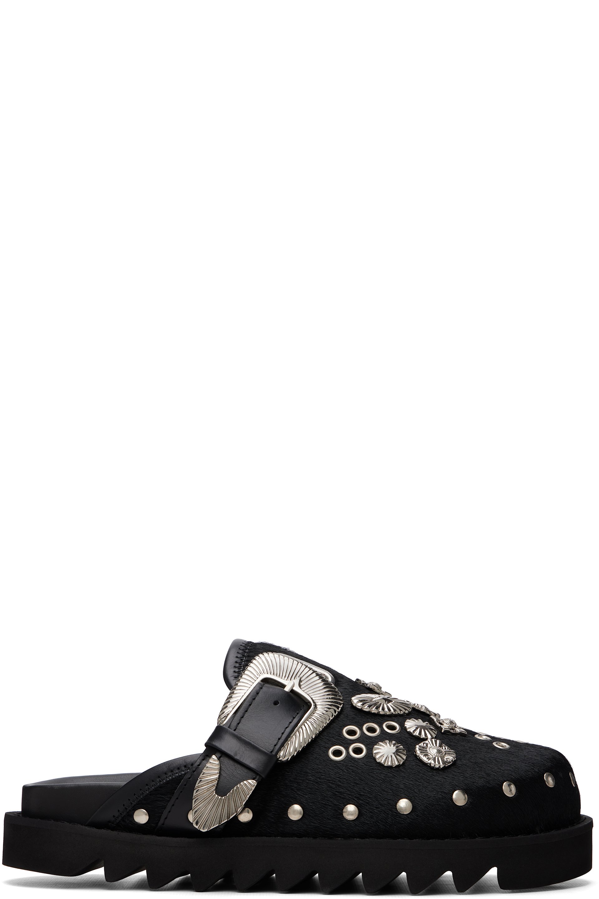 Toga Pulla - Black Eyelet Metal Clog Loafers