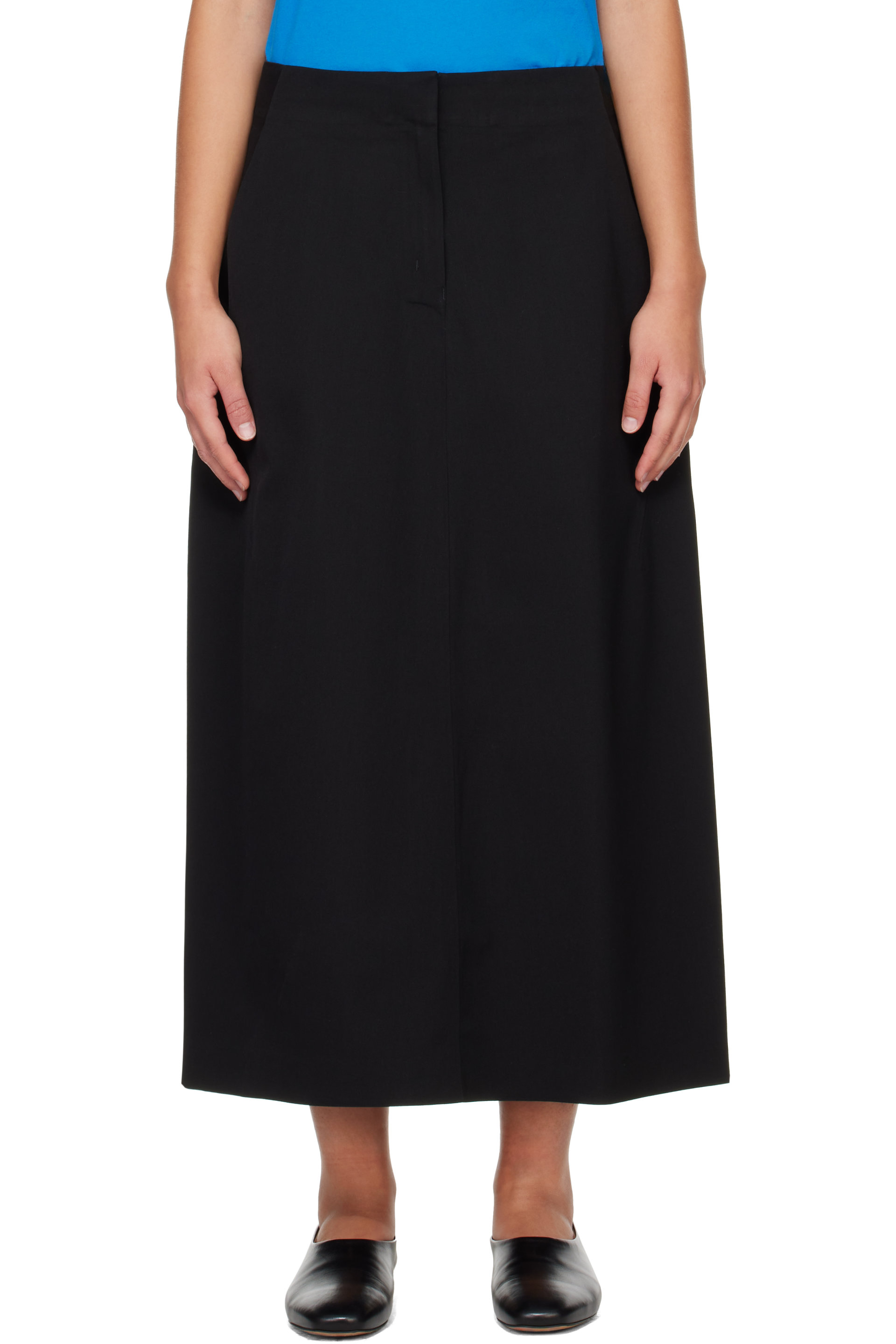 Veilance - Black Serin Wool Maxi Skirt