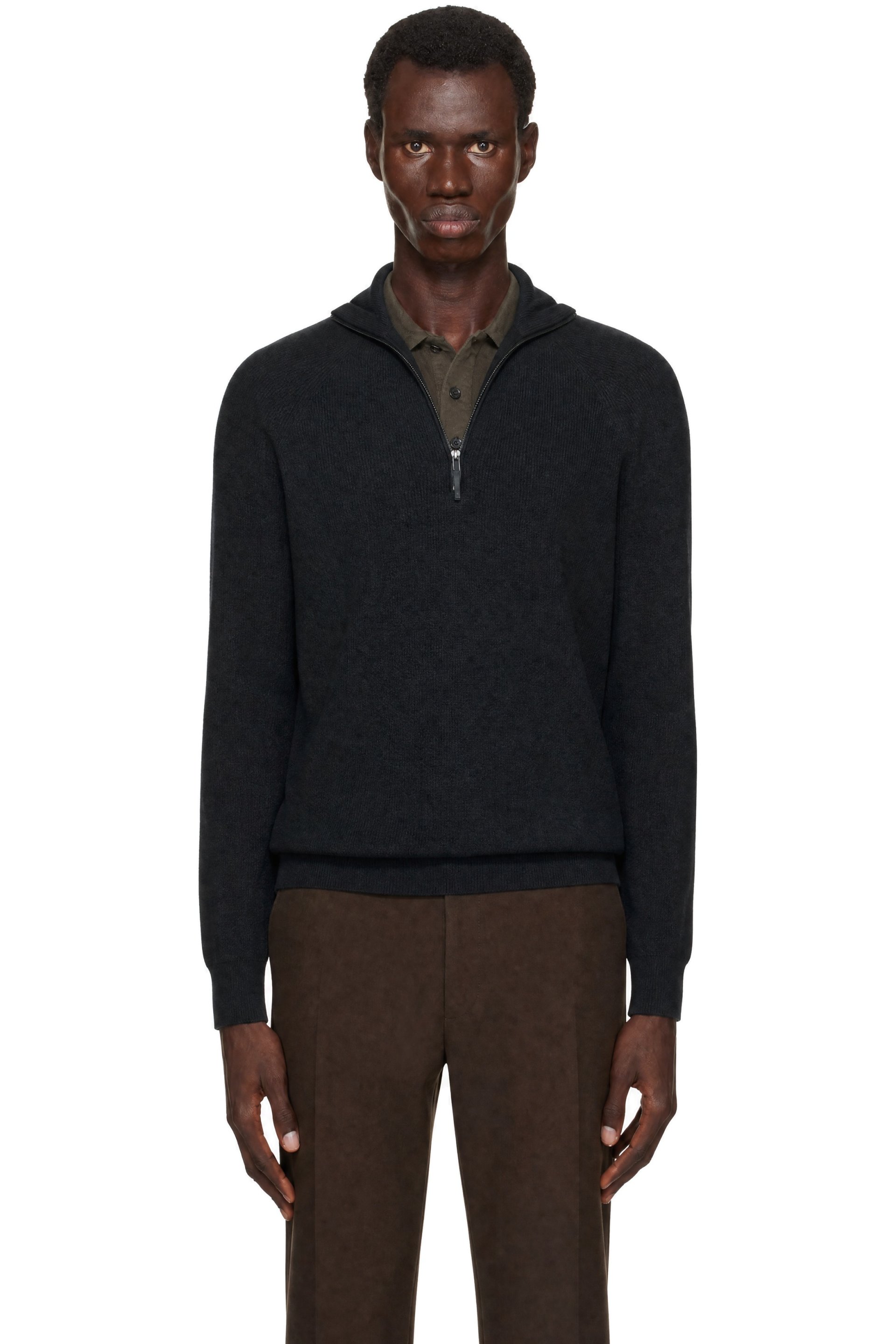 Veilance - Black Conic Wool Half Zip Sweater