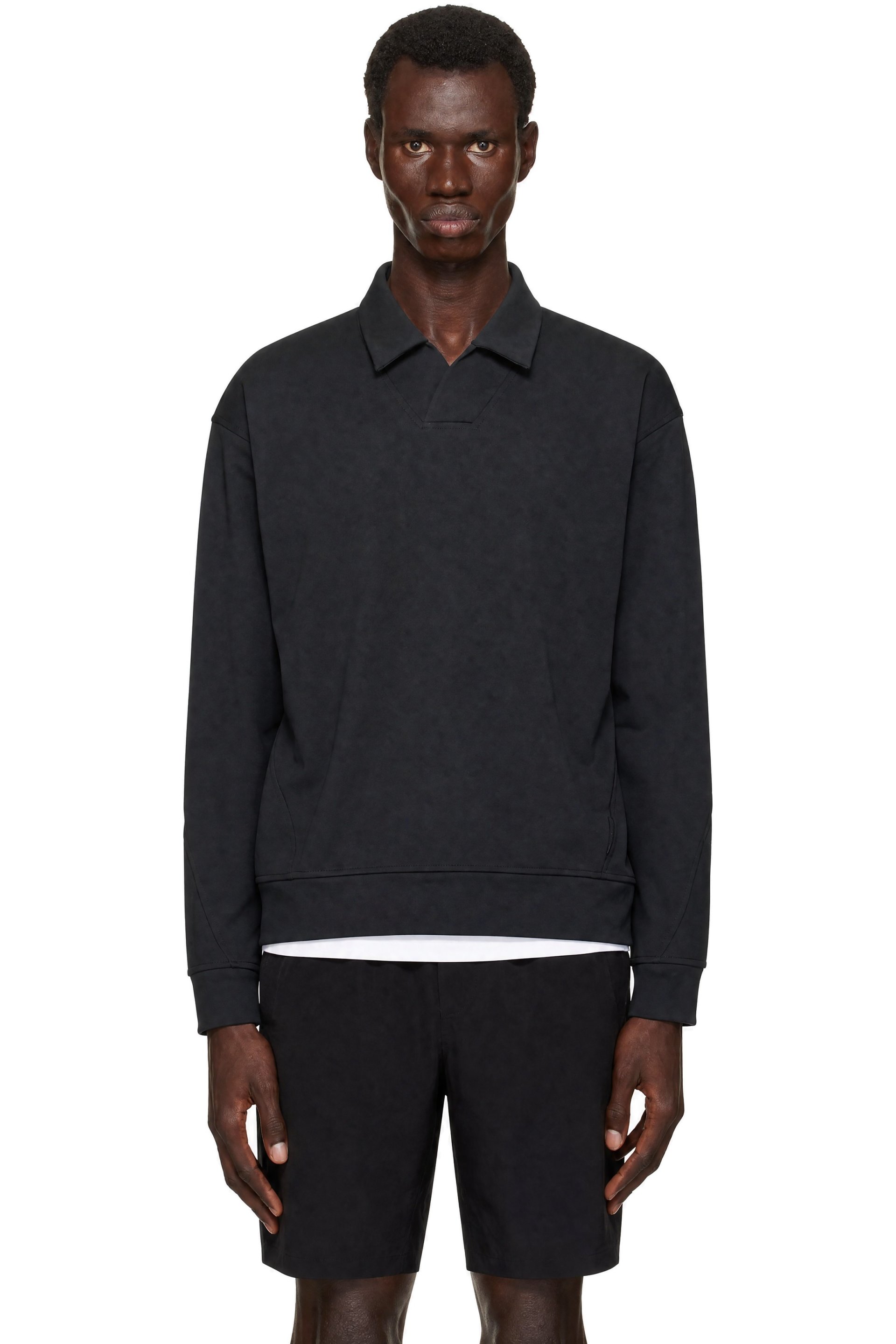 Veilance - Black Consola Fleece Midlayer Long Sleeve Polo