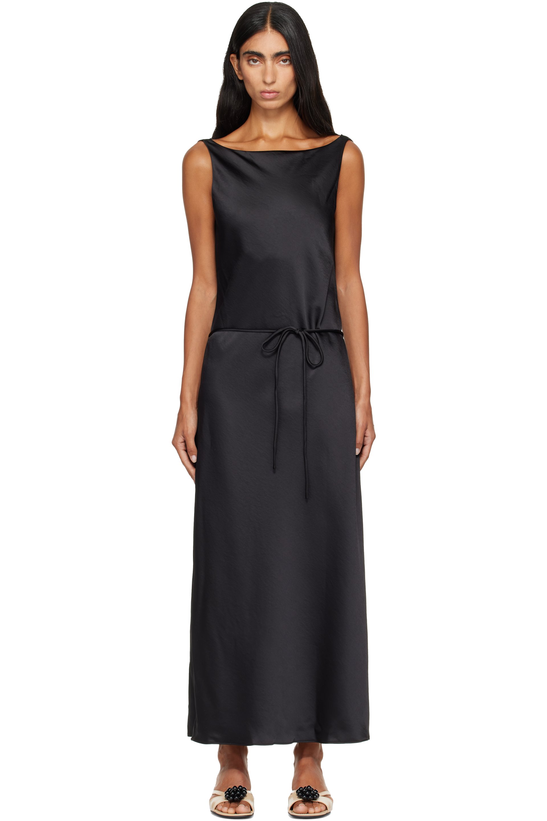 LE17SEPTEMBRE - Black Draped Back-Scoop Maxi Dress