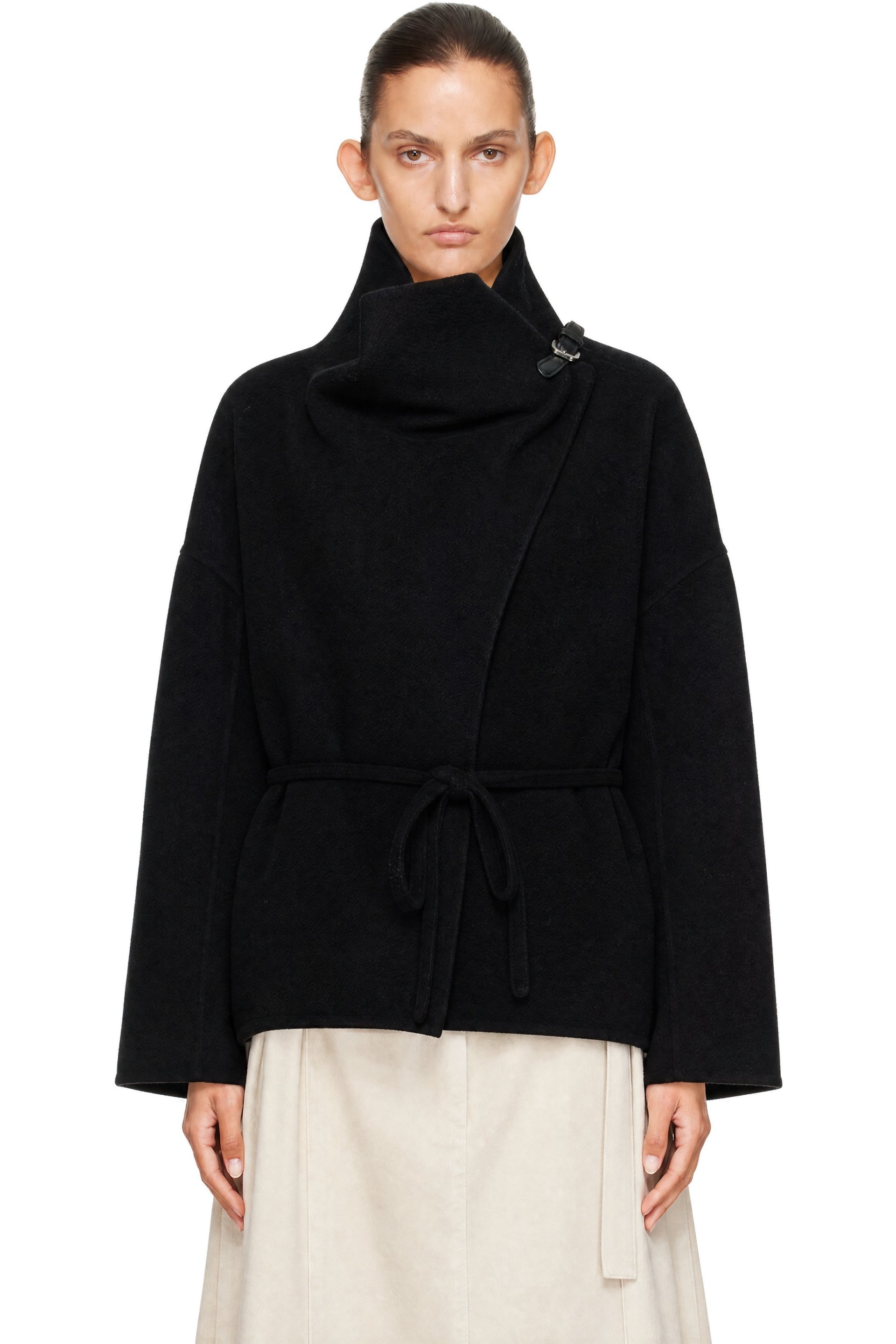 LE17SEPTEMBRE - Black Cowl Neck Handmade Half Coat