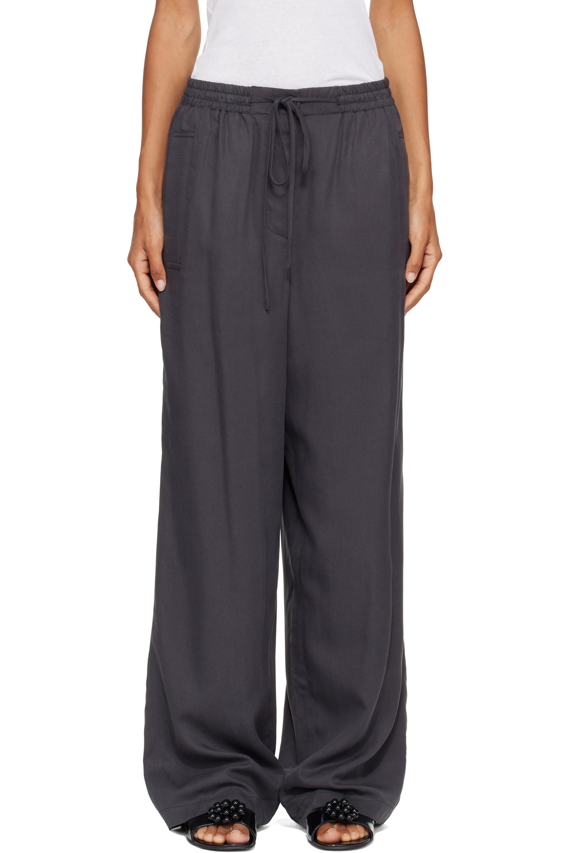 LE17SEPTEMBRE - Gray Silky Drawstring Trousers