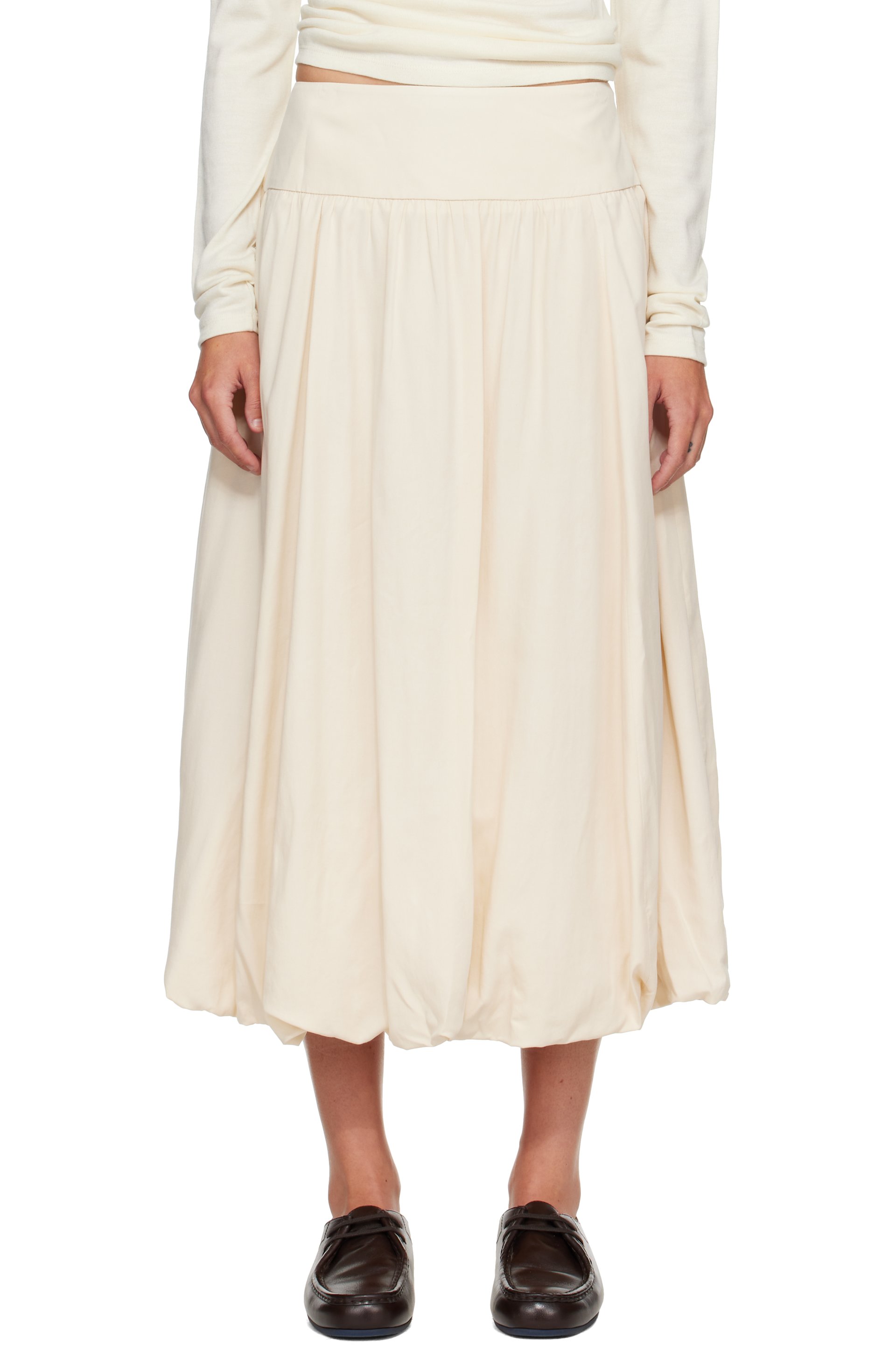 LE17SEPTEMBRE - Off-White Fluid Balloon Midi Skirt