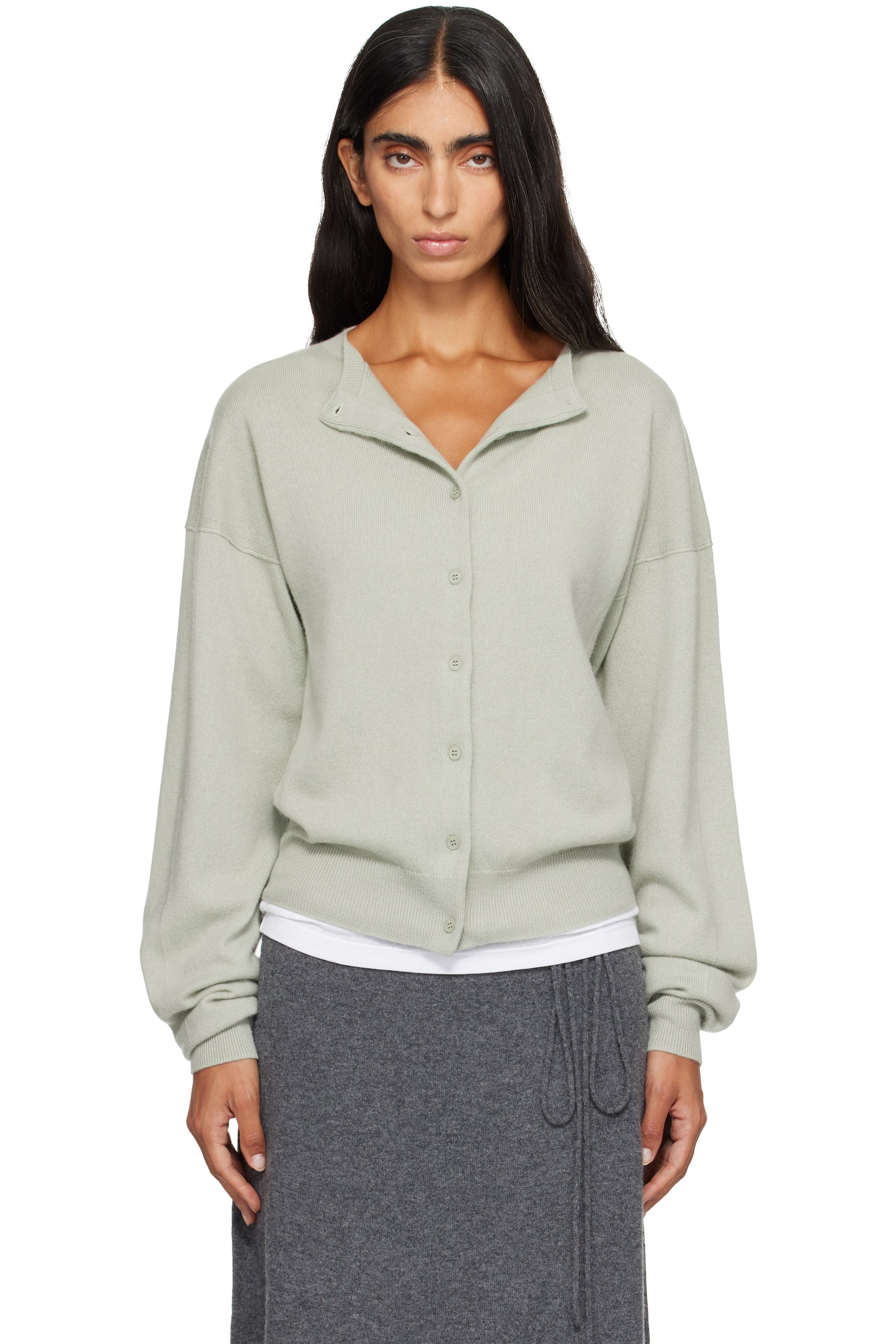 LE17SEPTEMBRE - Green Moro Cashmere Bell-Sleeve Knit Cardigan