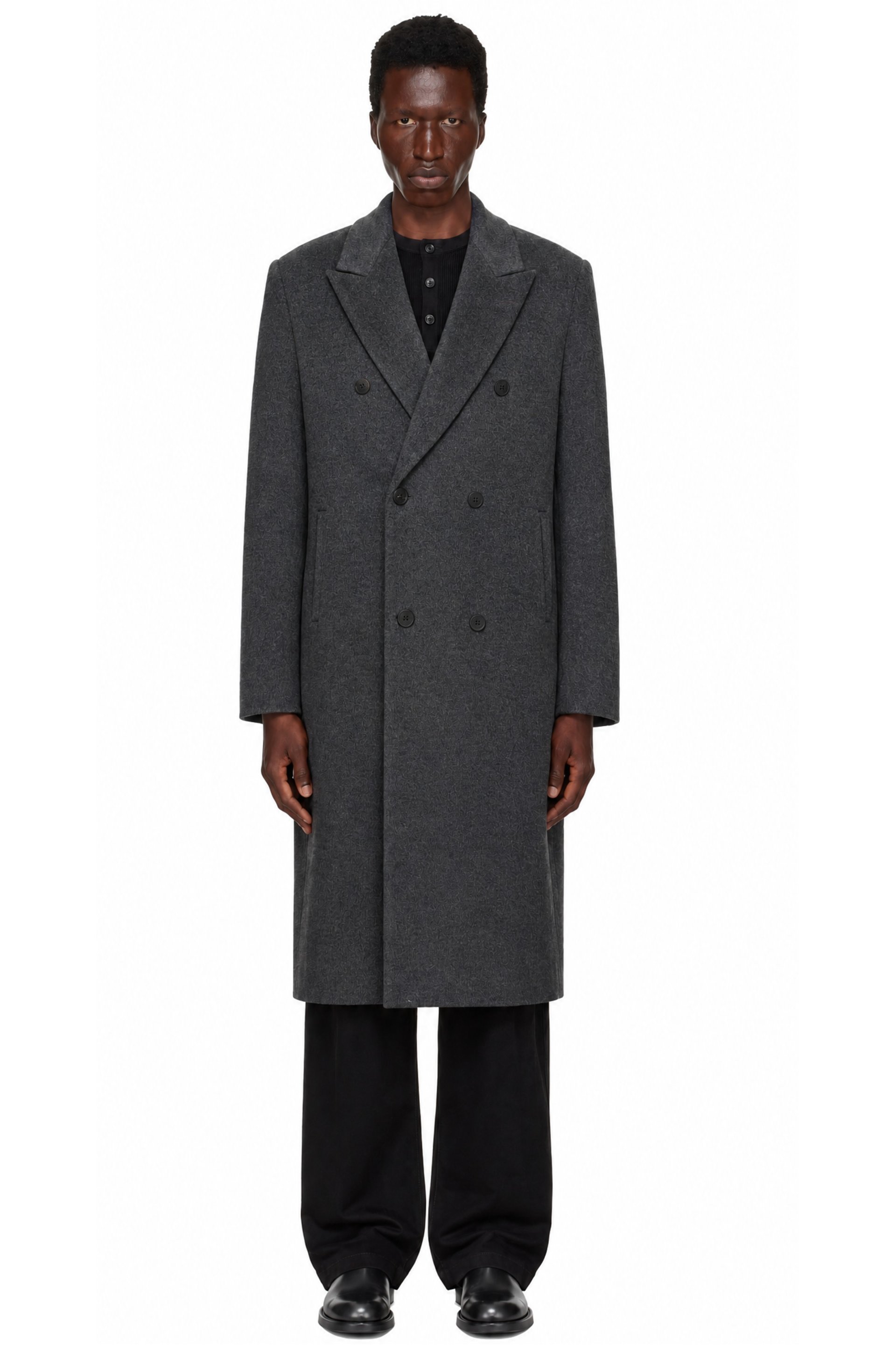 LE17SEPTEMBRE - Manteau gris en laine façon tailleur à double boutonnage