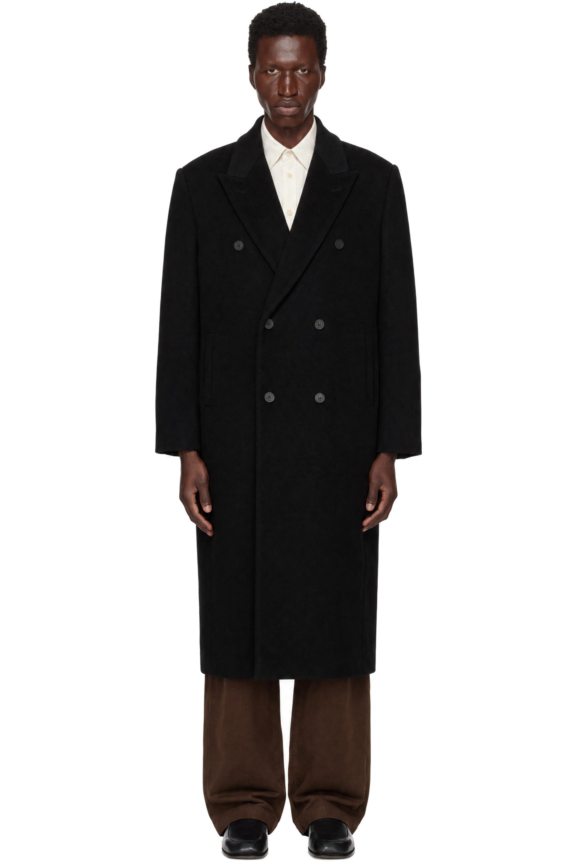 LE17SEPTEMBRE - Manteau noir en laine façon tailleur à double boutonnage