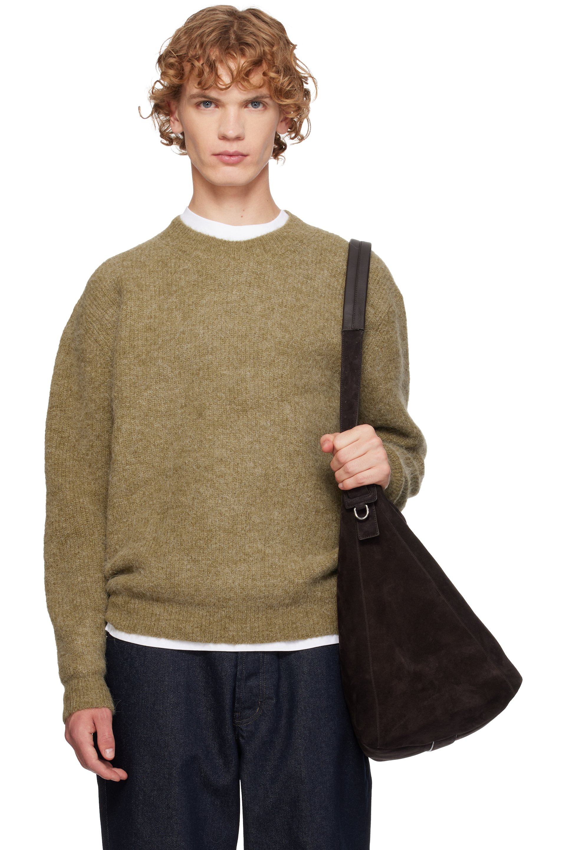 LE17SEPTEMBRE - Khaki Textured Alpaca Crewneck Sweater