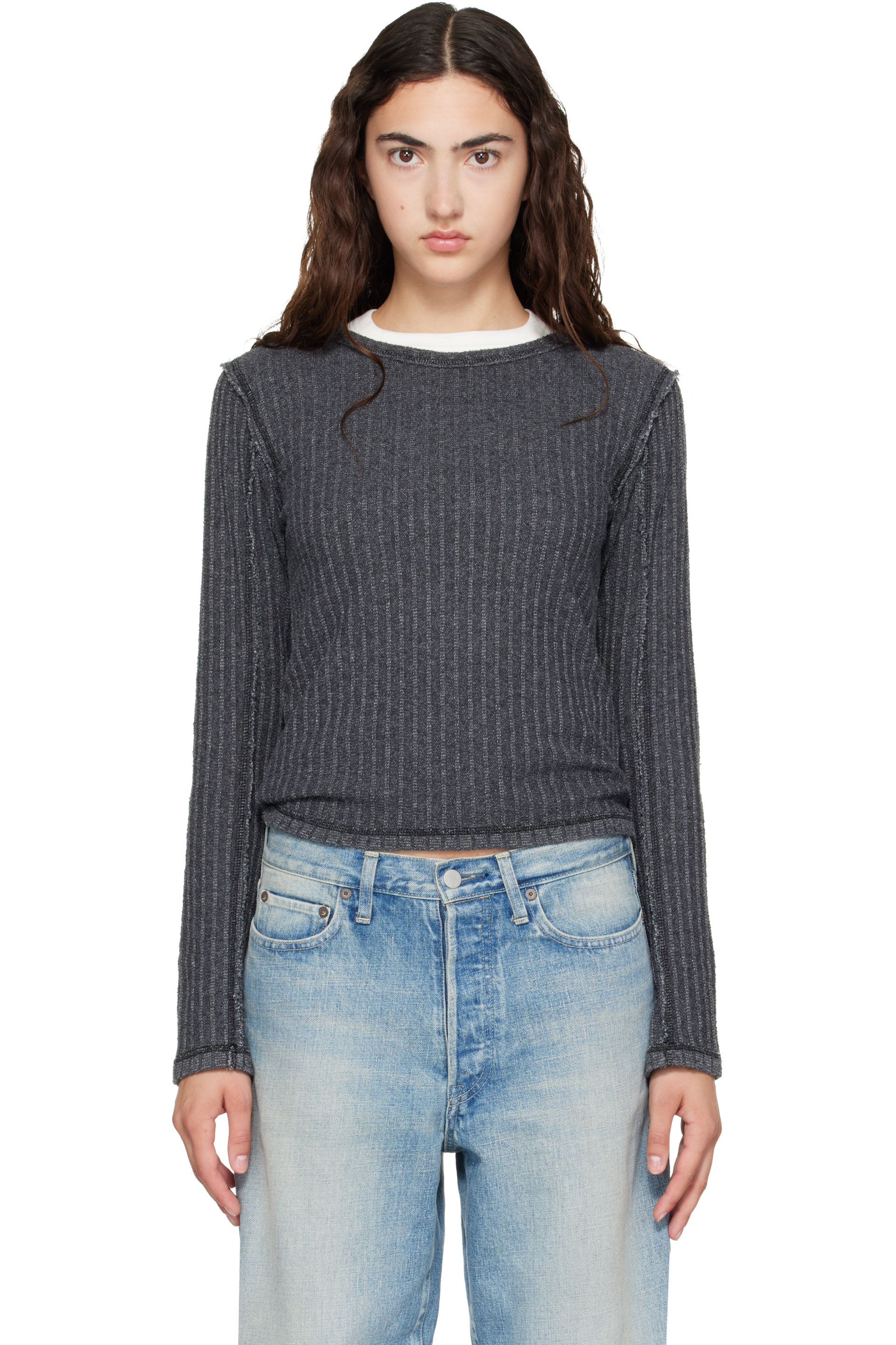 mfpen - T-shirt à manches longues gris en tricot