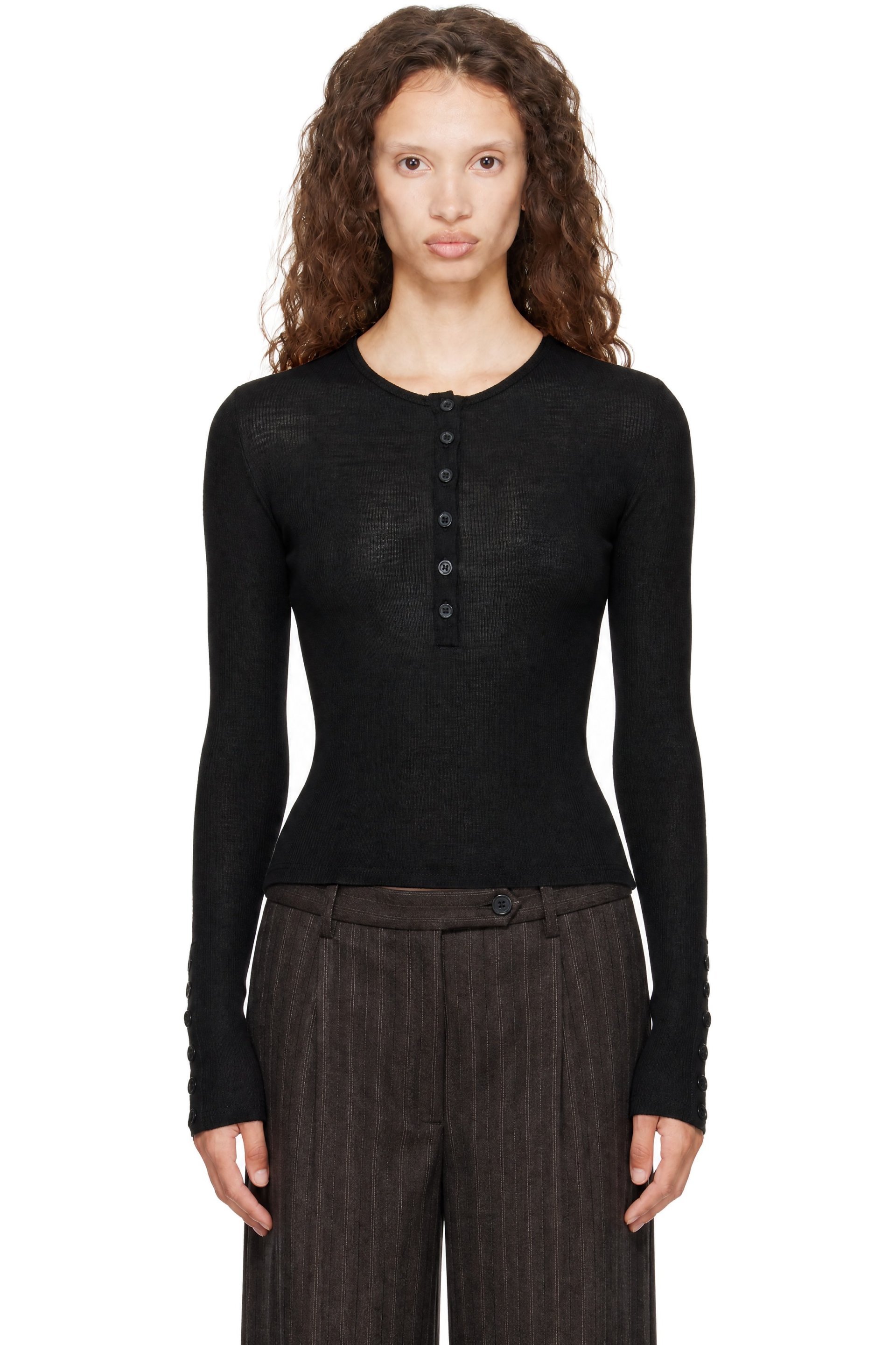 mfpen - Black Long Sleeve Henley