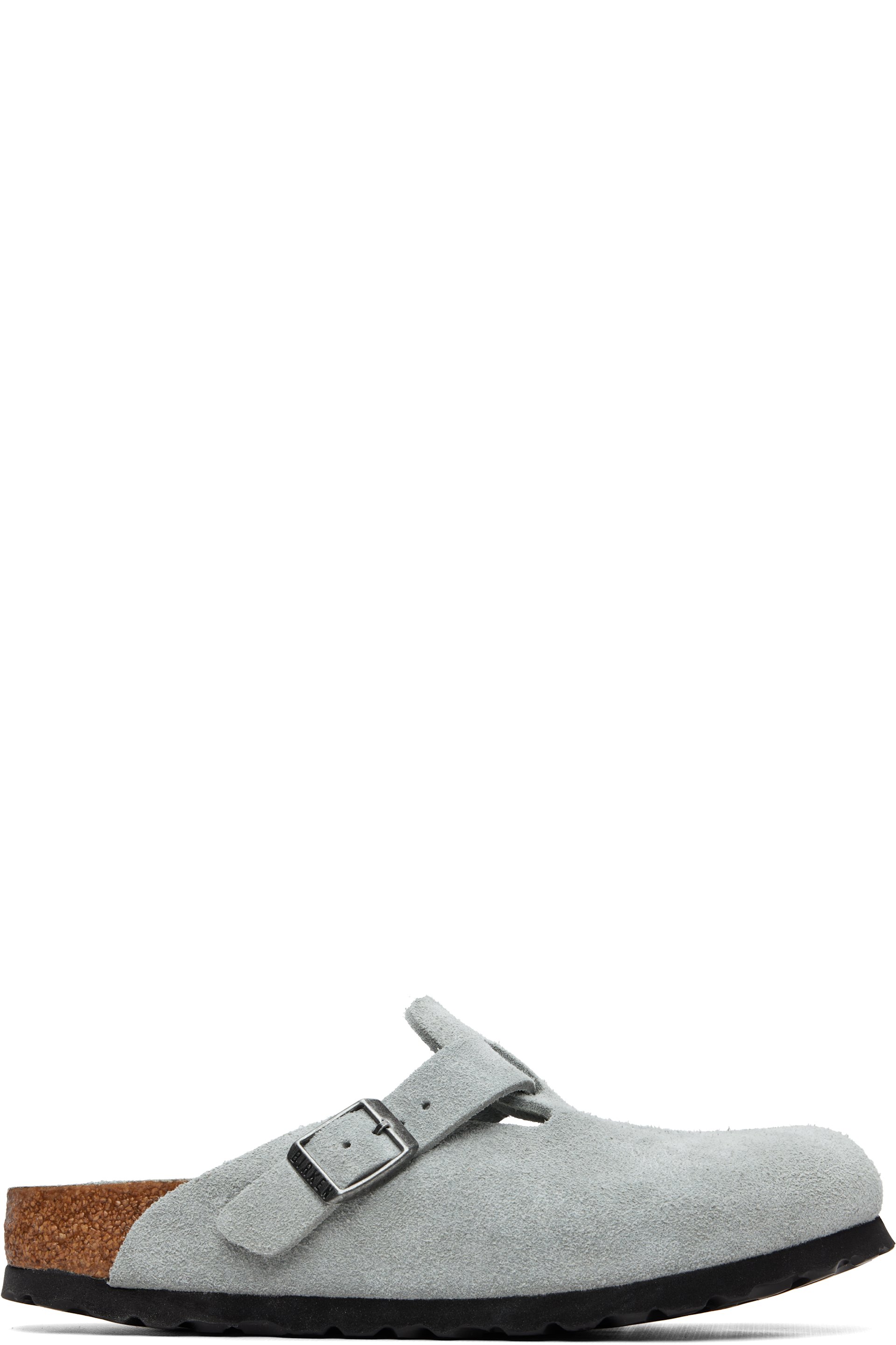 Birkenstock - Gray Narrow Boston Soft Footbed Suede Leather Loafers