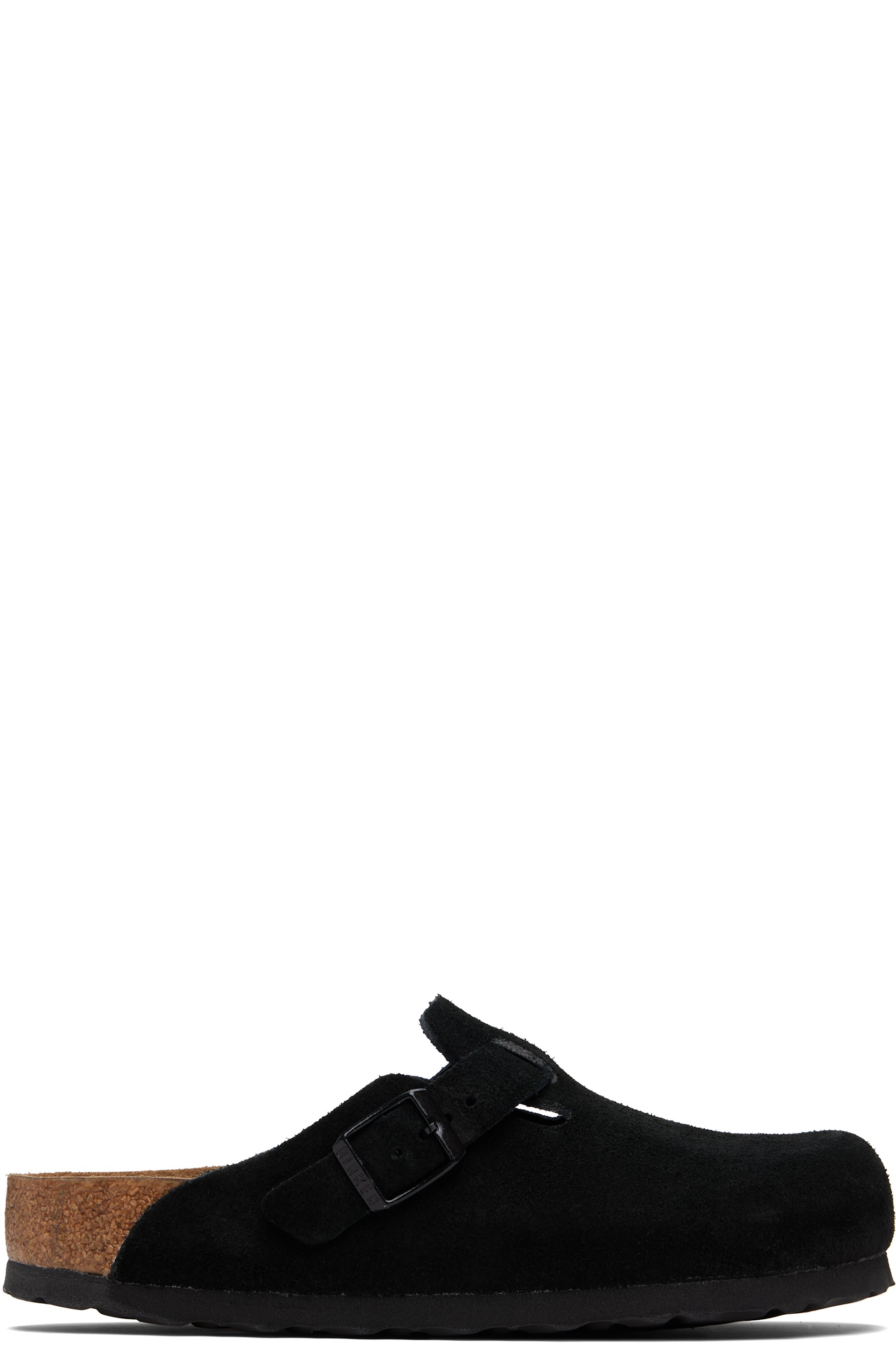 Birkenstock - Black Regular Boston Soft Footbed Suede Leather Loafers