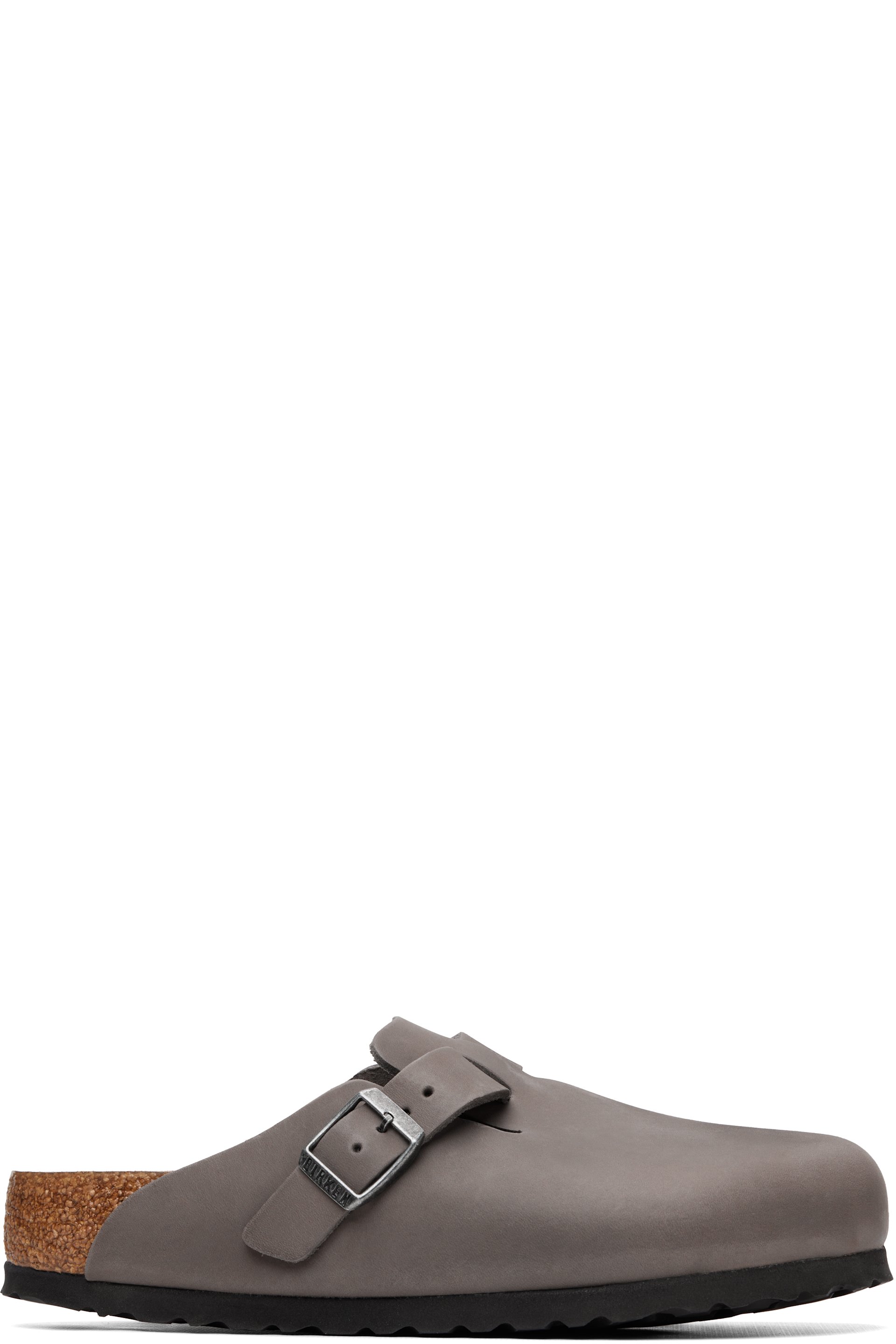 Birkenstock - Gray Regular Boston Soft Footbed Oiled Leather Loafers