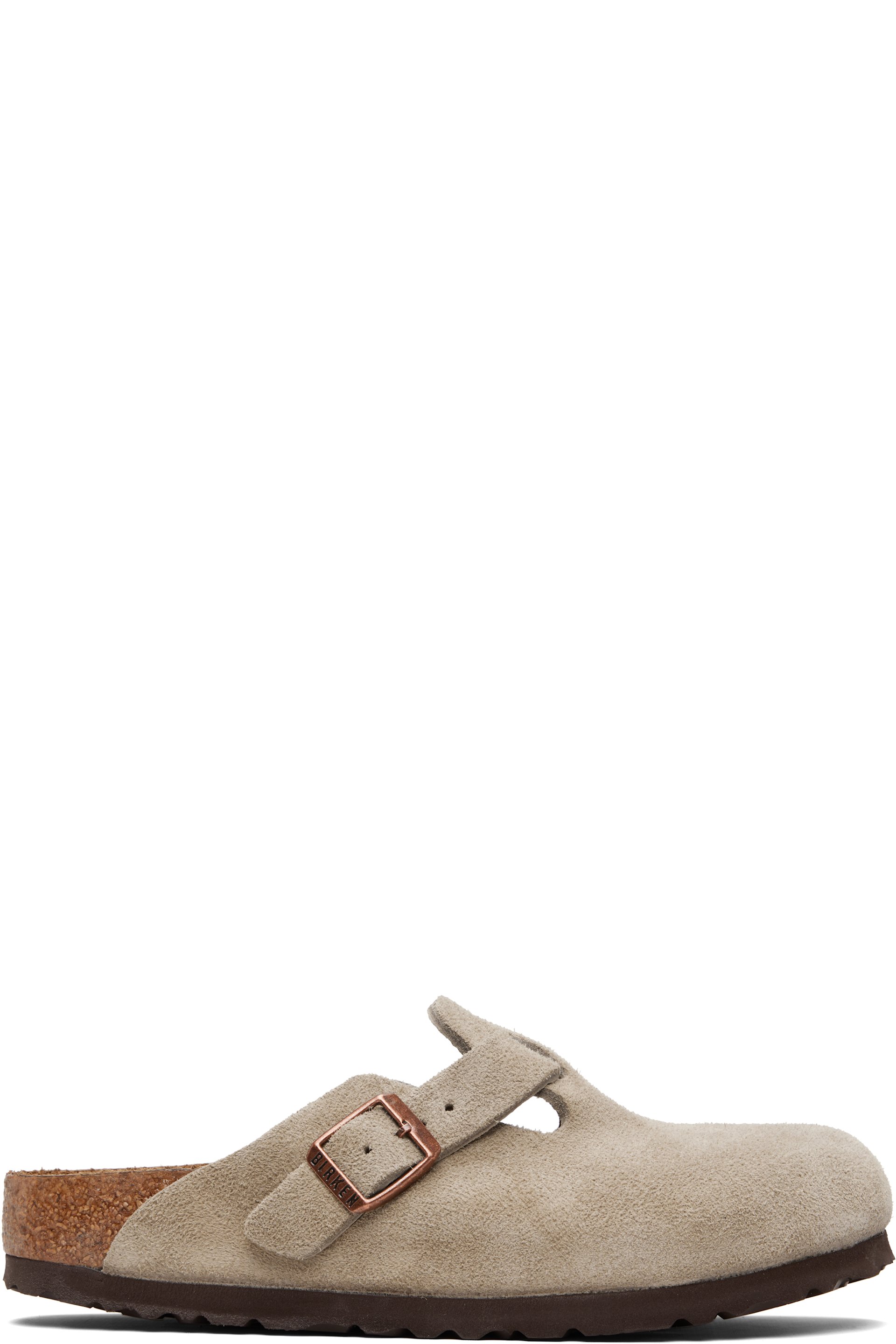 Birkenstock - Taupe Regular Boston Soft Footbed Suede Leather Loafers