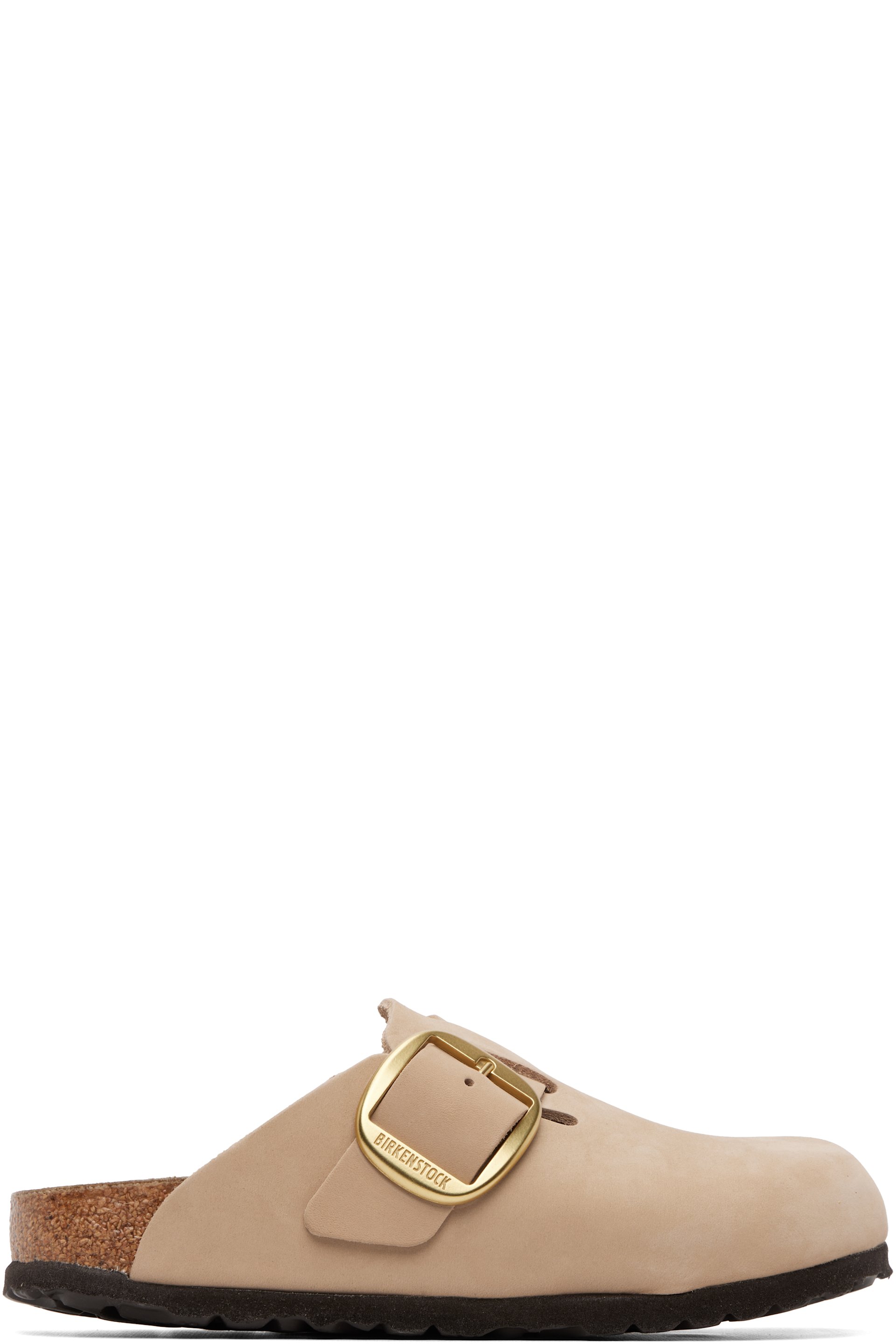 Birkenstock - Flâneurs étroits Boston beiges en nubuck à grosse boucle